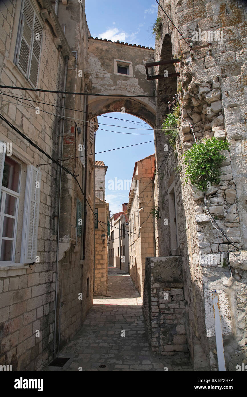 Alte Straße in Korcula, Kroatien, Adria Stockfoto