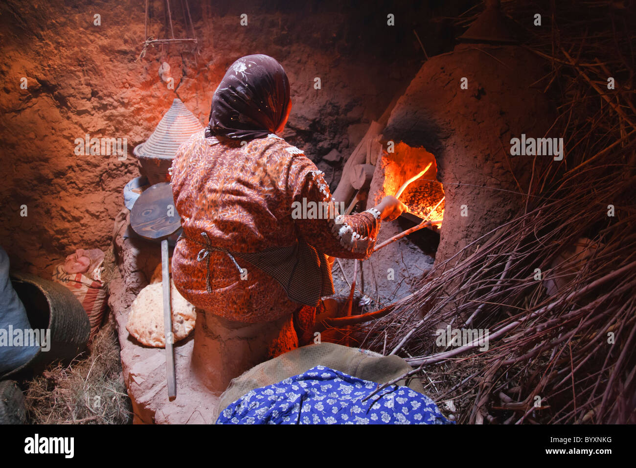 Berber Küche in Ait Ben Haddou, die Stadt wo Gladiator in Marokko Ian McEwen gedreht wurde Stockfoto