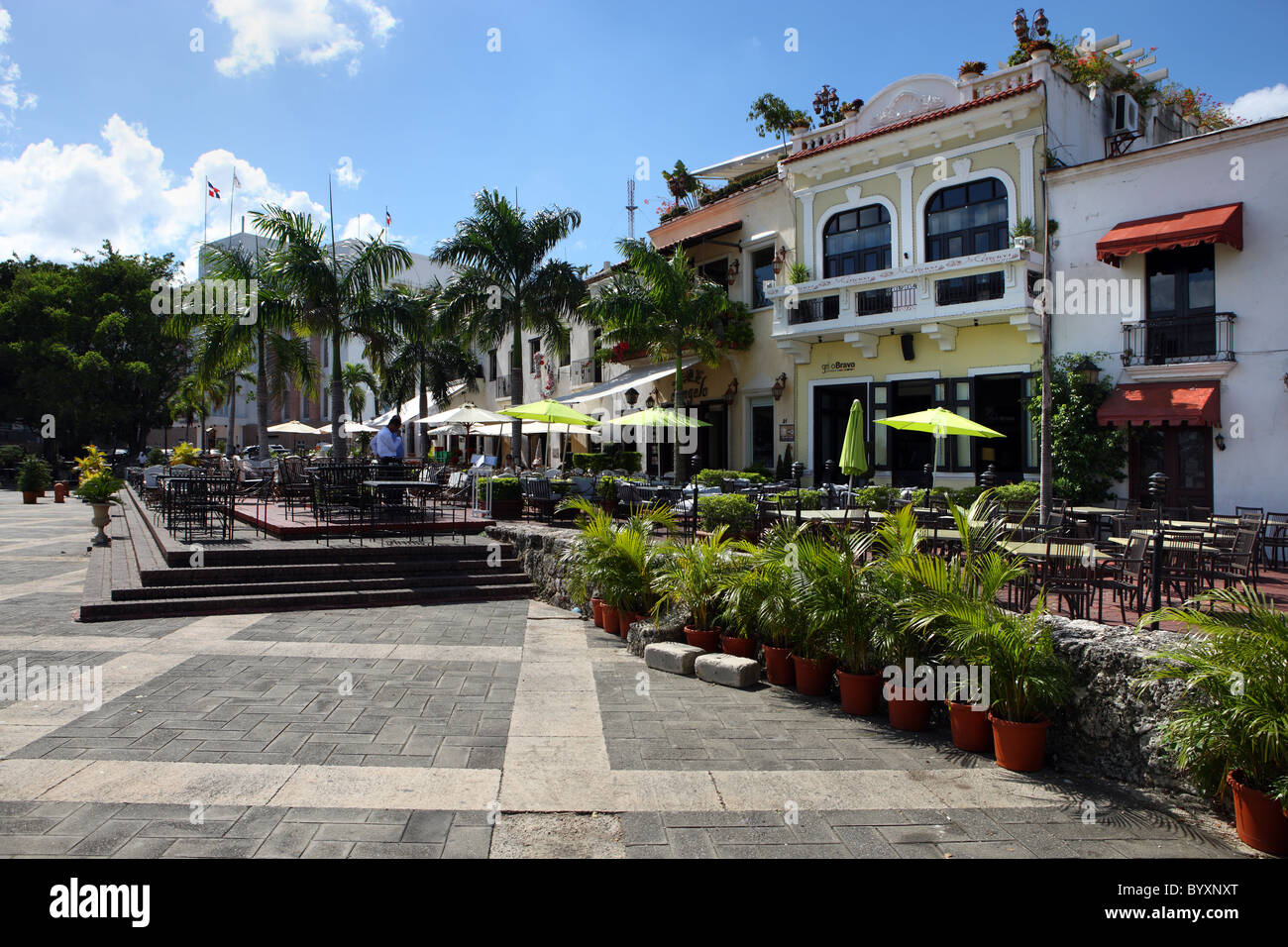 Espana Platz, Restaurants und Bars, Santo Domingo, Dominikanische Republik, Karibik Stockfoto