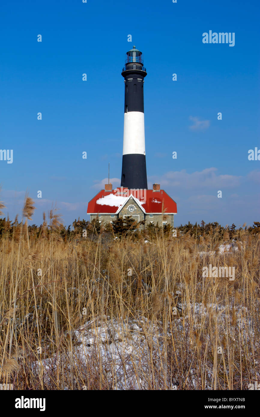 Fire Island Leuchtturm im Winter Stockfoto