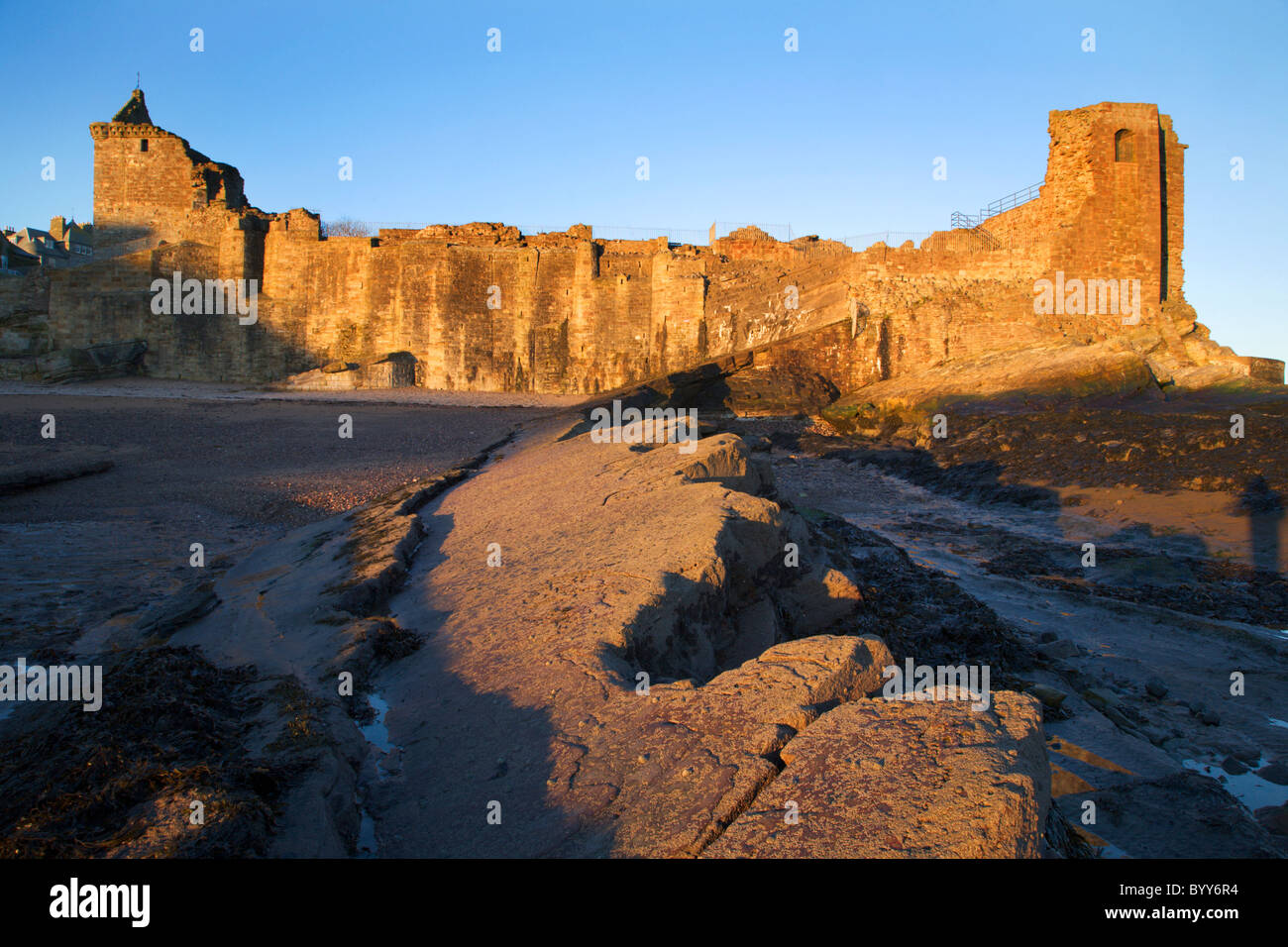 St Andrews Castle bei Sonnenaufgang St Andrews Fife Schottland Stockfoto