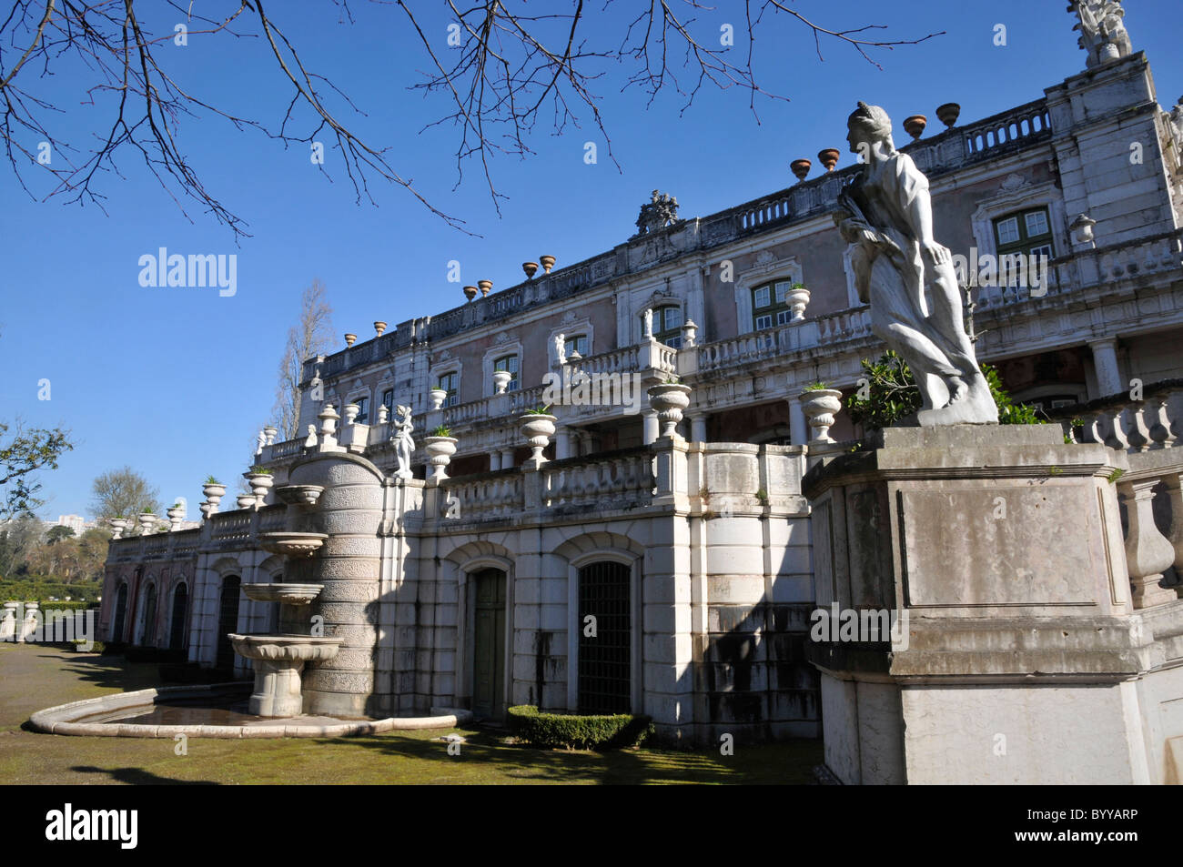 Seitenansicht des nationalen Palast von Queluz, Portugal. Stockfoto