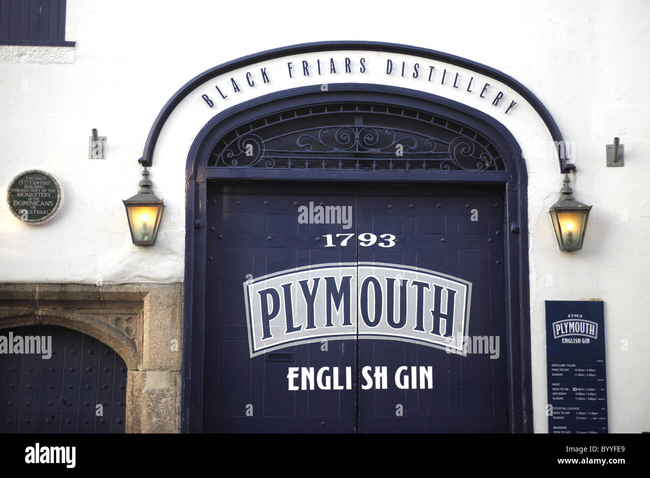 Schwarze Brüder Brennerei, Heimat von Plymouth Gin, am Barbican in Plymouth, Devon. Stockfoto