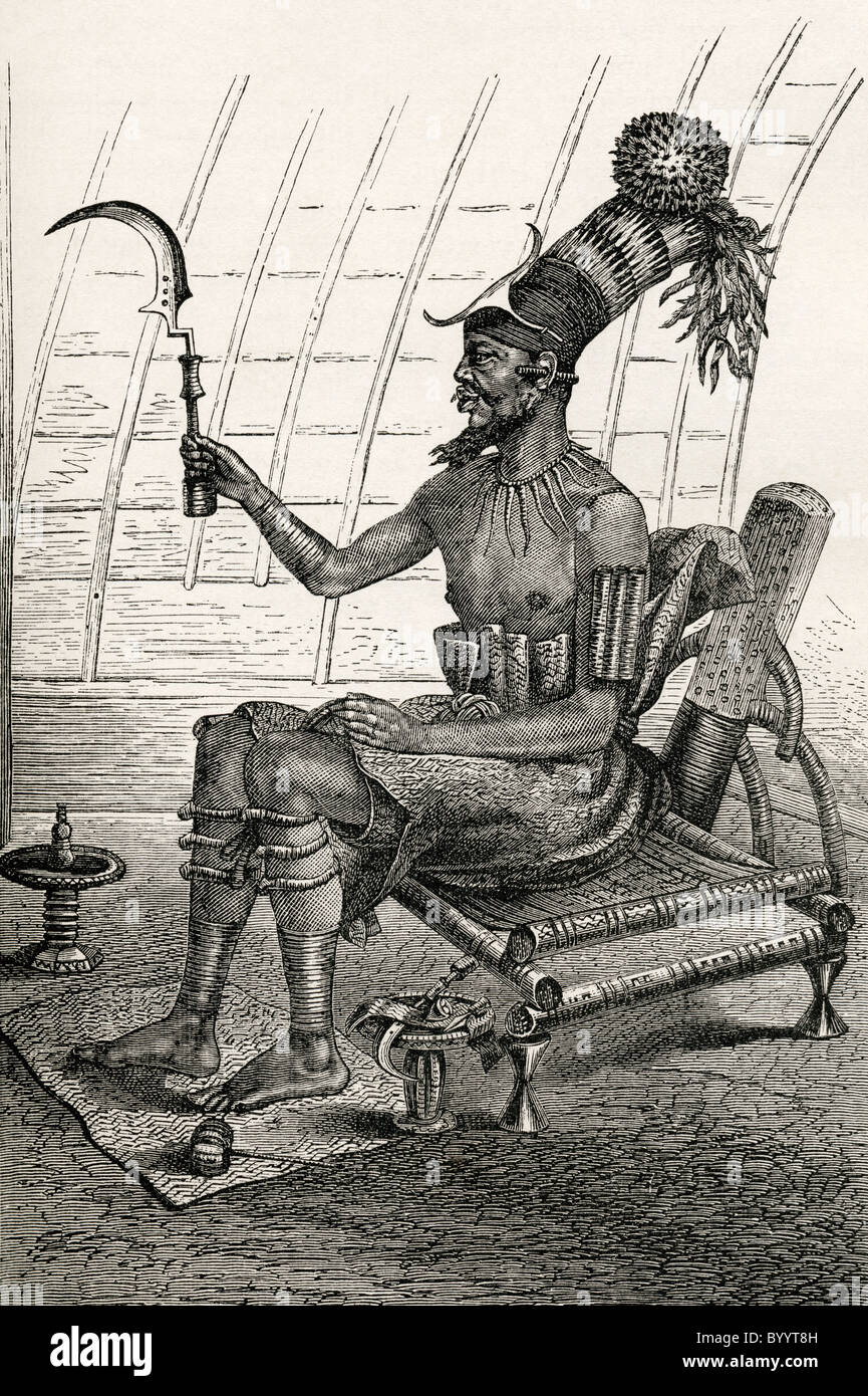 König Munza im Frack.  Er regierte im späten 19. Jahrhundert über die Monbuttoo, ein Stamm von Kannibalen in Zentralafrika. Stockfoto