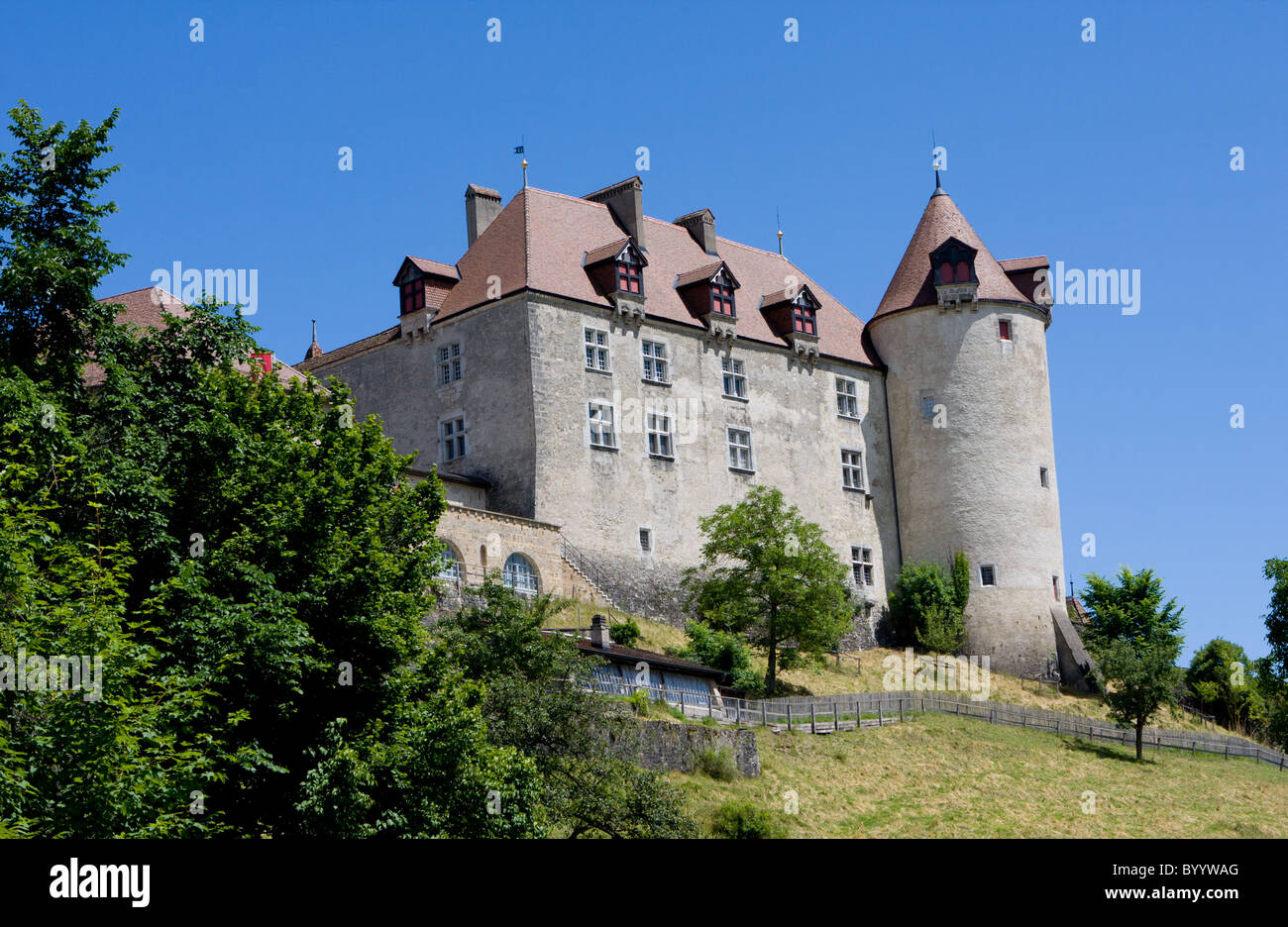 Schloss Gruyères, Freiburg, Schweiz Stockfoto