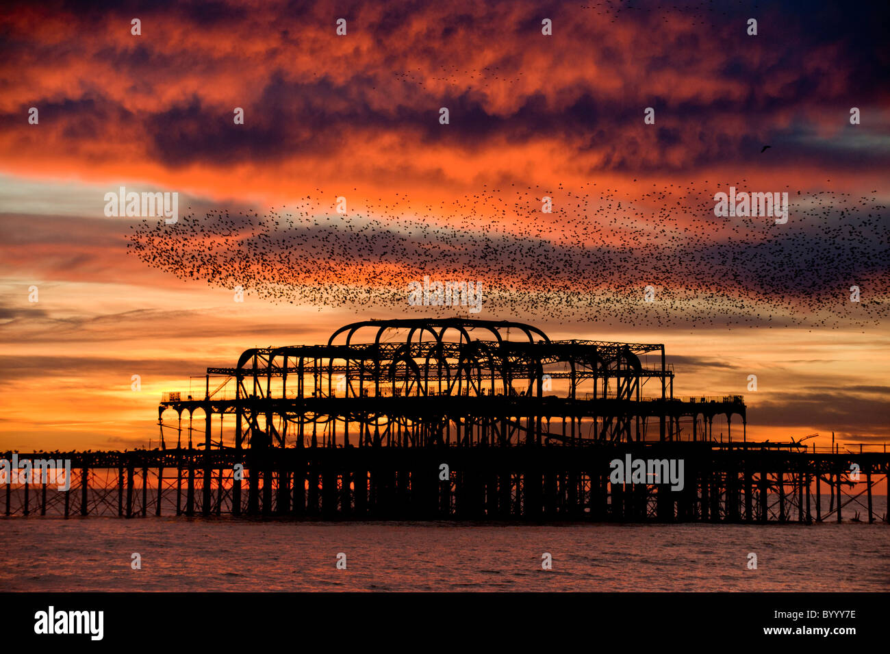 Die Ruinen der West Pier, Brighton. Stockfoto