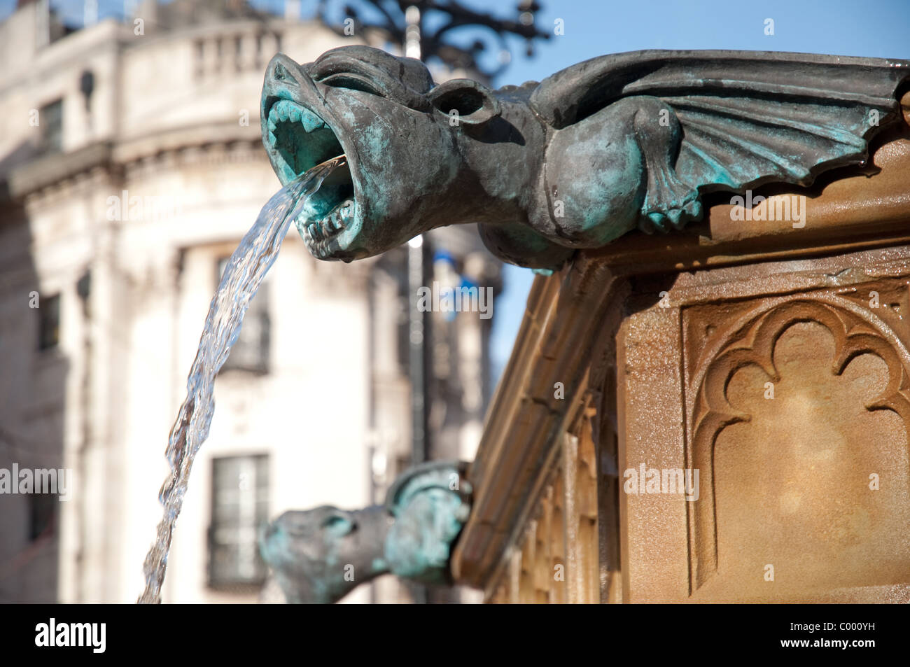 Detail des viktorianischen Brunnen Albert Square, Manchester. Stockfoto