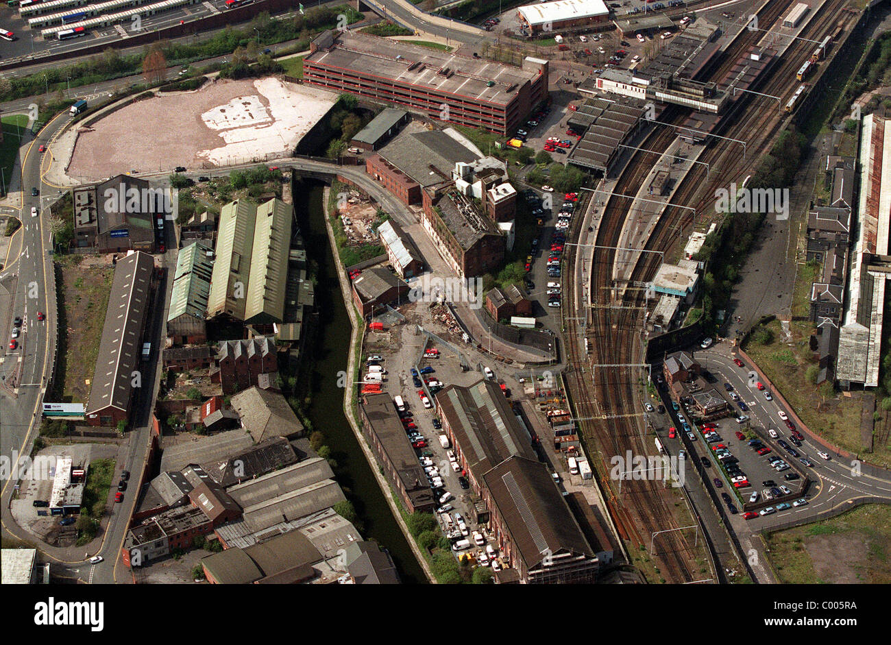 Luftaufnahme des Horseley Felder Wolverhampton mit Mais Hill und Canal und Bahnhof Stockfoto