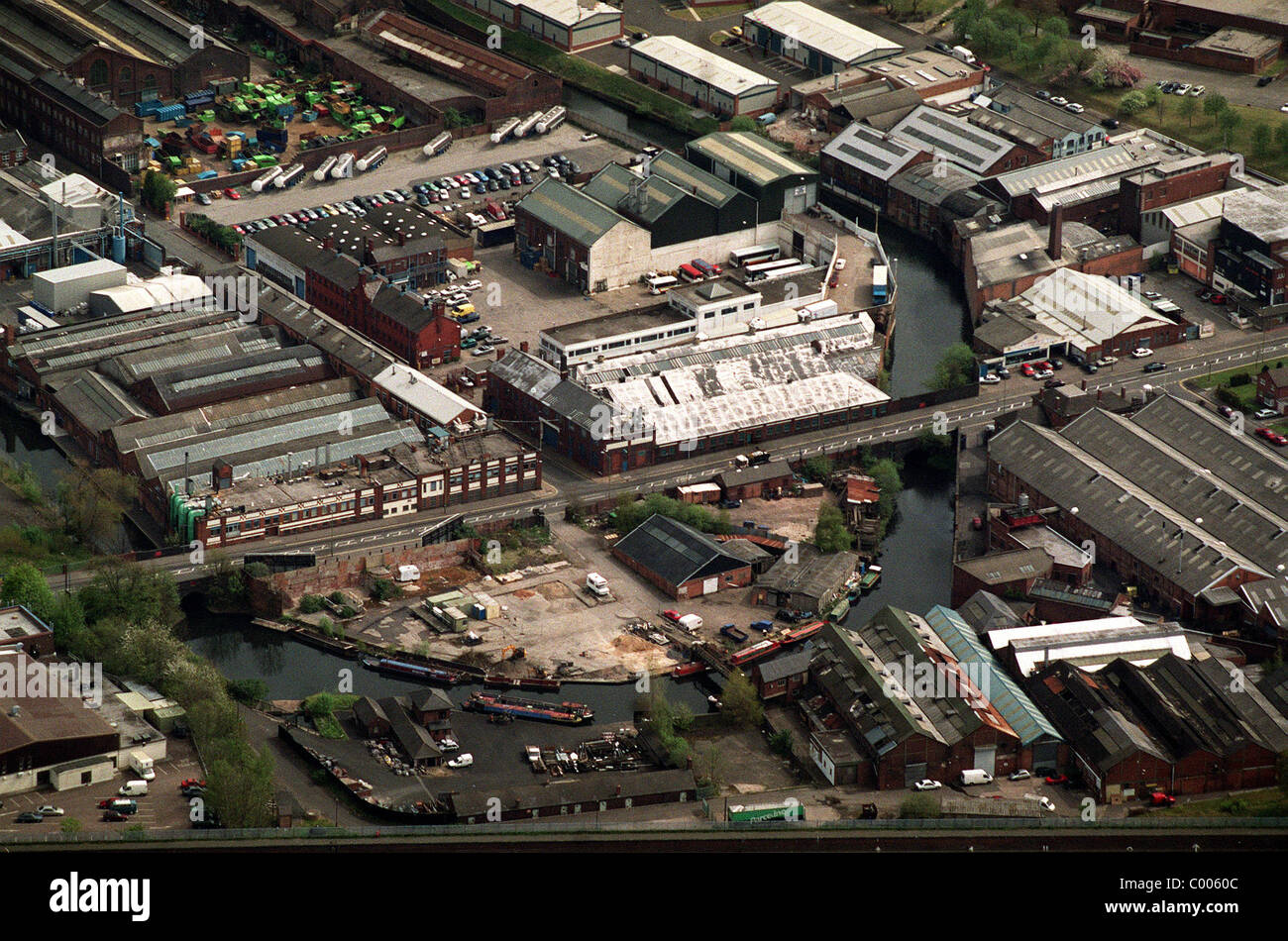 Luftaufnahme der Icknield Port Loop-Kanal in Birmingham Uk 2002 Stockfoto