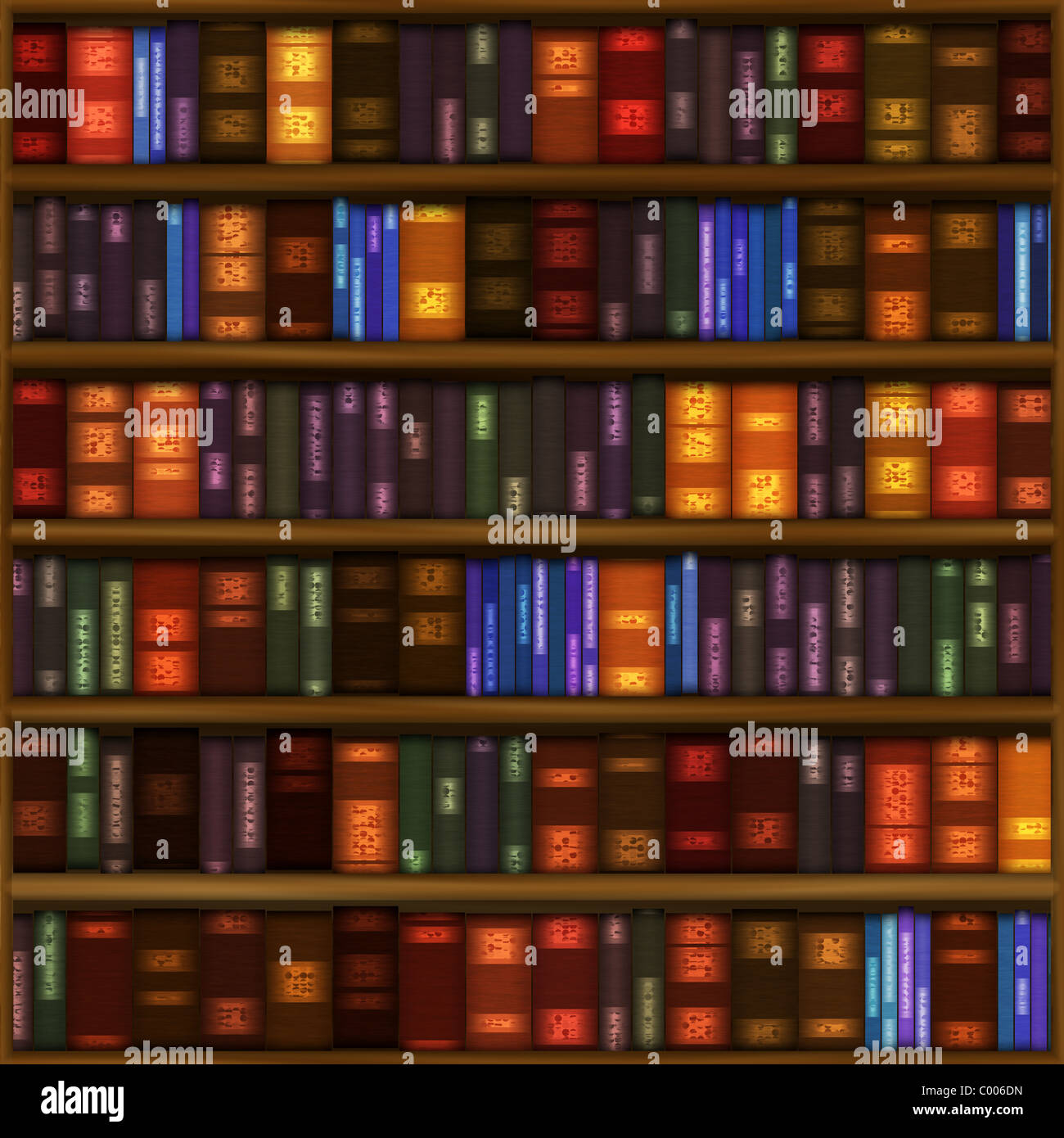 Eine nahtlose Buch-Regal-Muster mit Reihen von bunten gebundene Bücher. Stockfoto