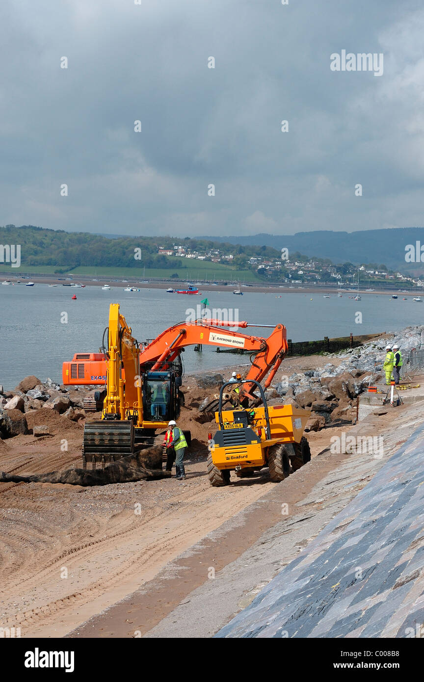 Meer-Abwehr unter Bau Exmouth Devon England uk Stockfoto