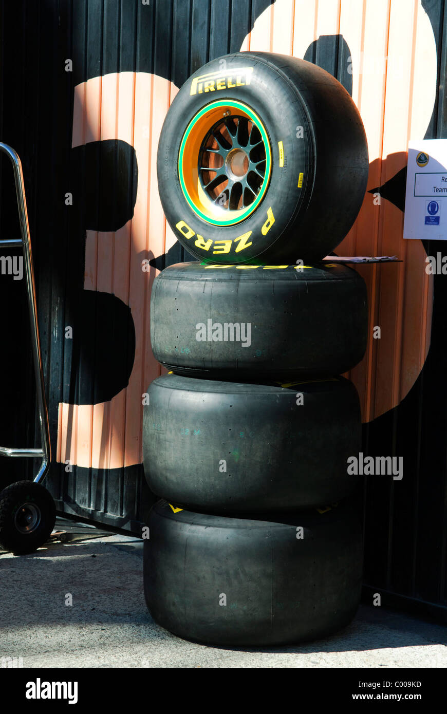 Pirelli Formel1 Rennen tiresTires Stockfoto