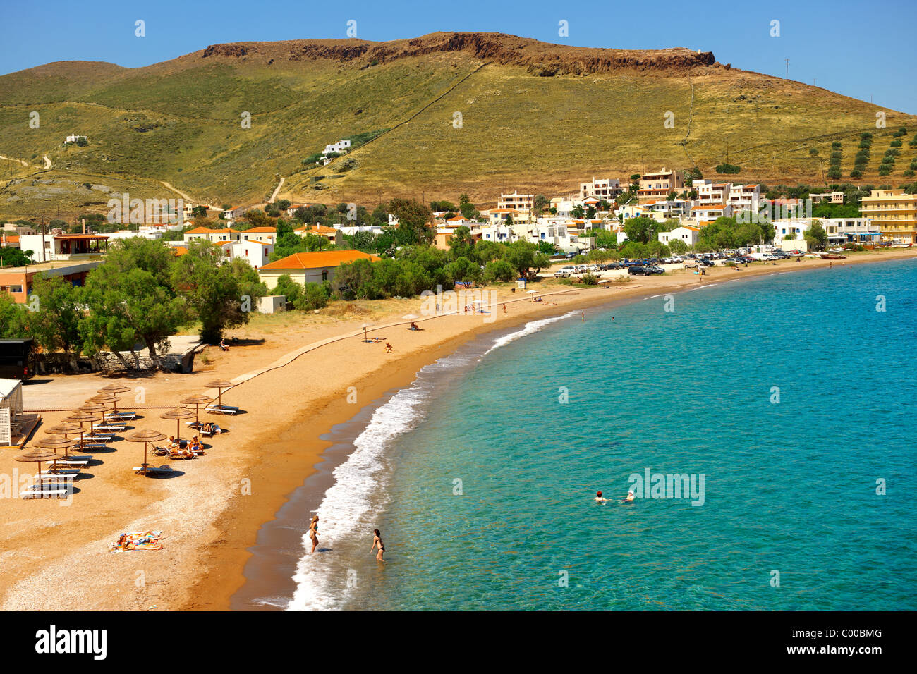 Strand von Agios Nikolaos Bay, Korissia, Kea griechischen Kykladen-Inseln Stockfoto