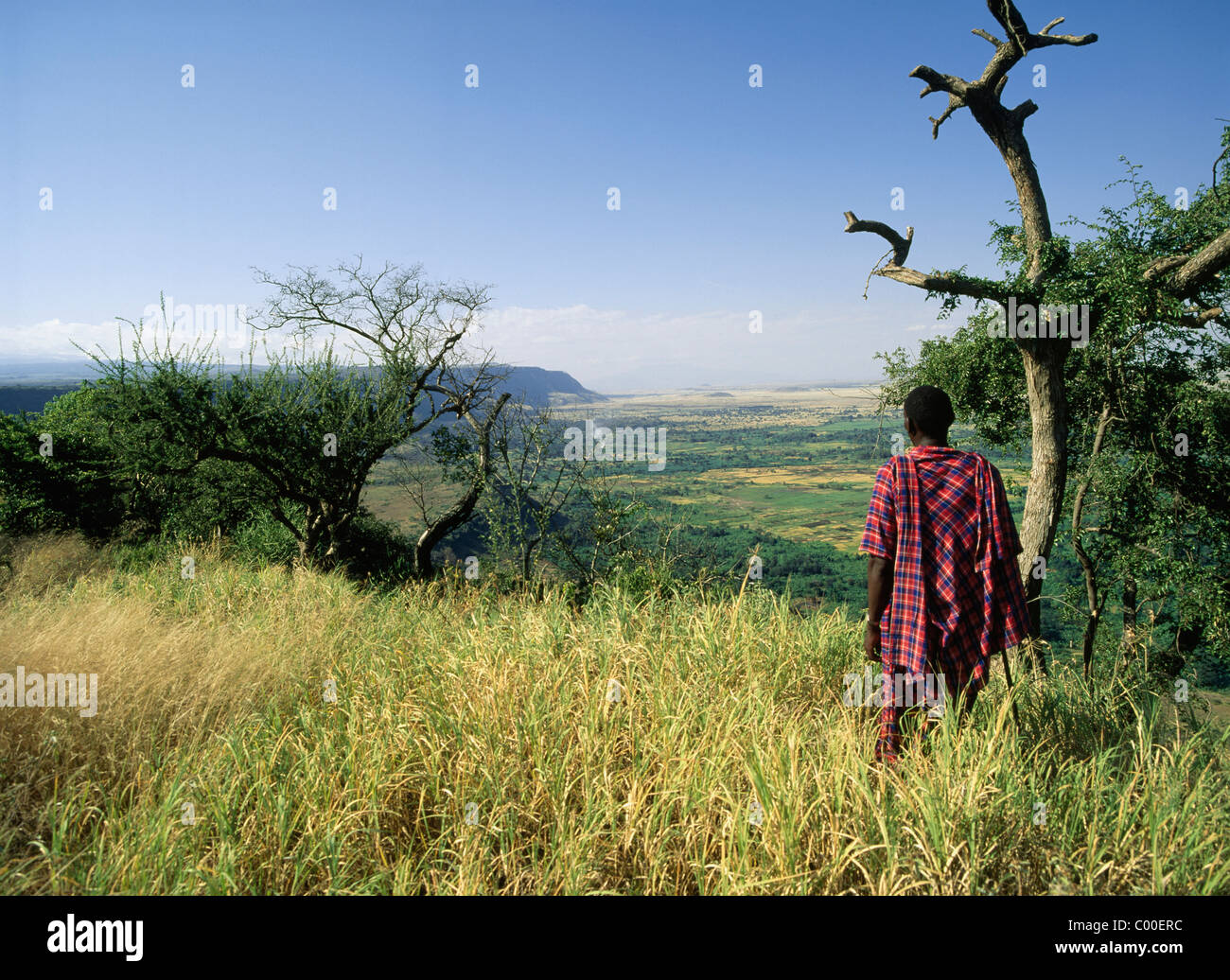 Masai Stammesangehörige am Rand des Rift Valley Stockfoto