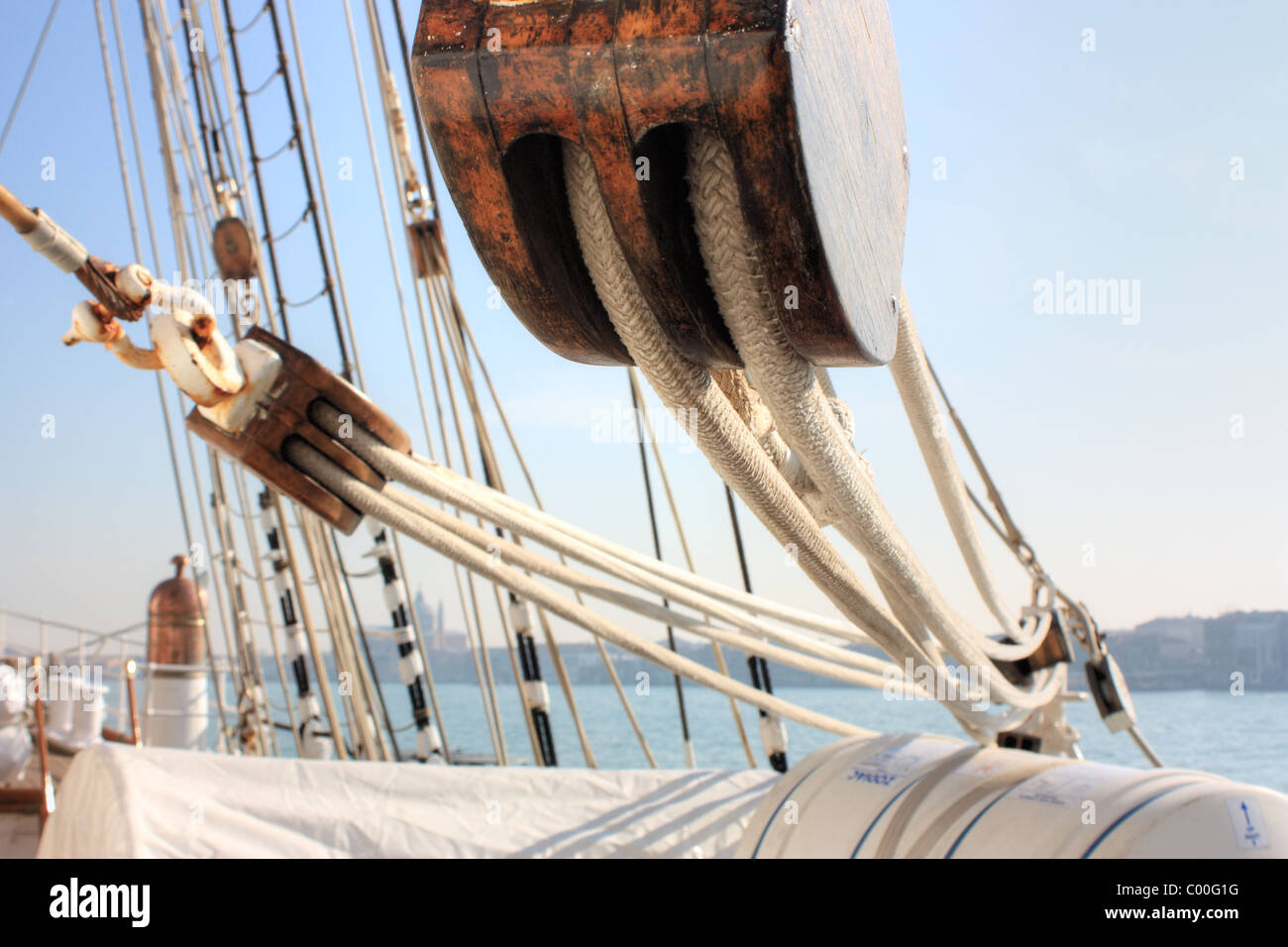 Detail eines Segelschiffes Stockfoto