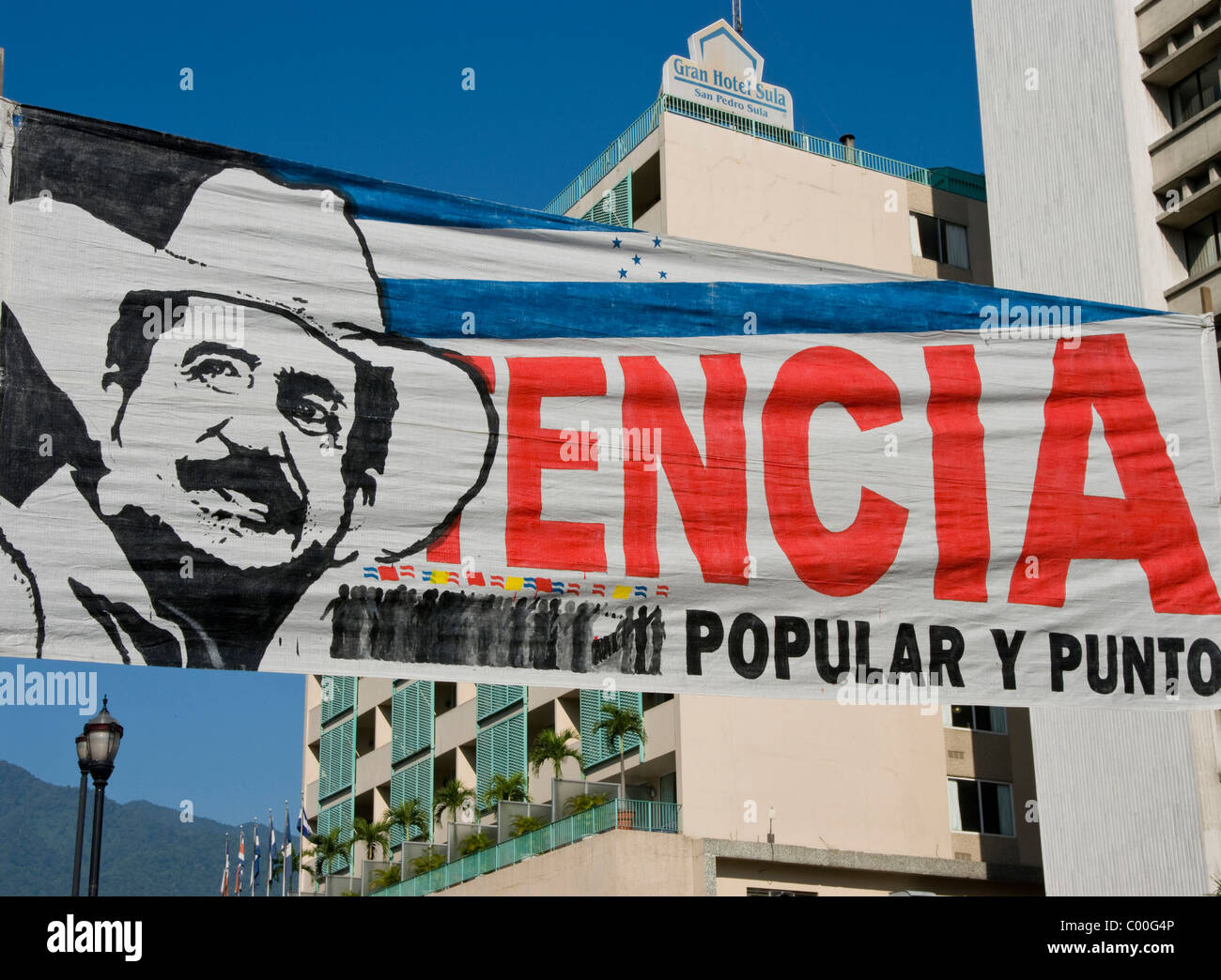 Honduras. San Pedro Sula. Politische Propaganda. Präsident Zelaya. Stockfoto