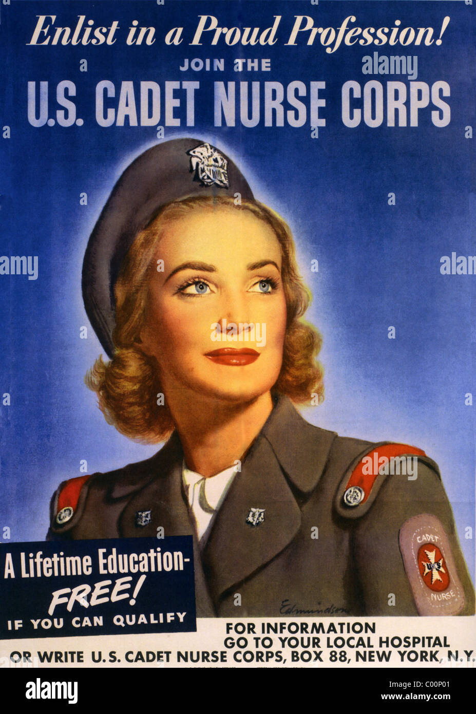 US-Kadett NURSE CORPS Plakat 1942 Stockfoto