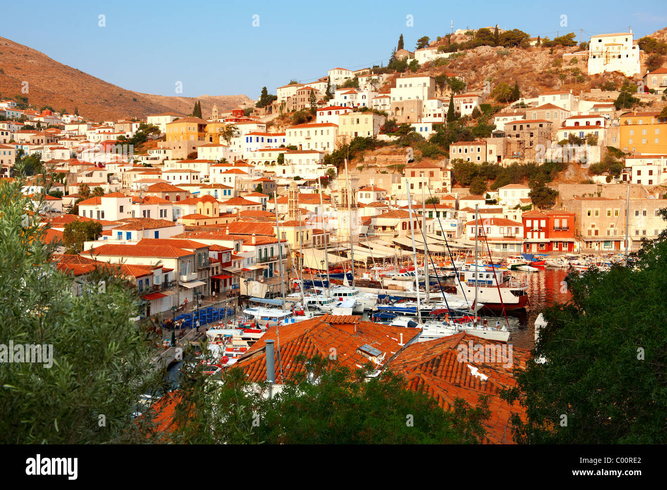 Der historische Hafen von Hydra, griechischen Saronischen Inseln Stockfoto