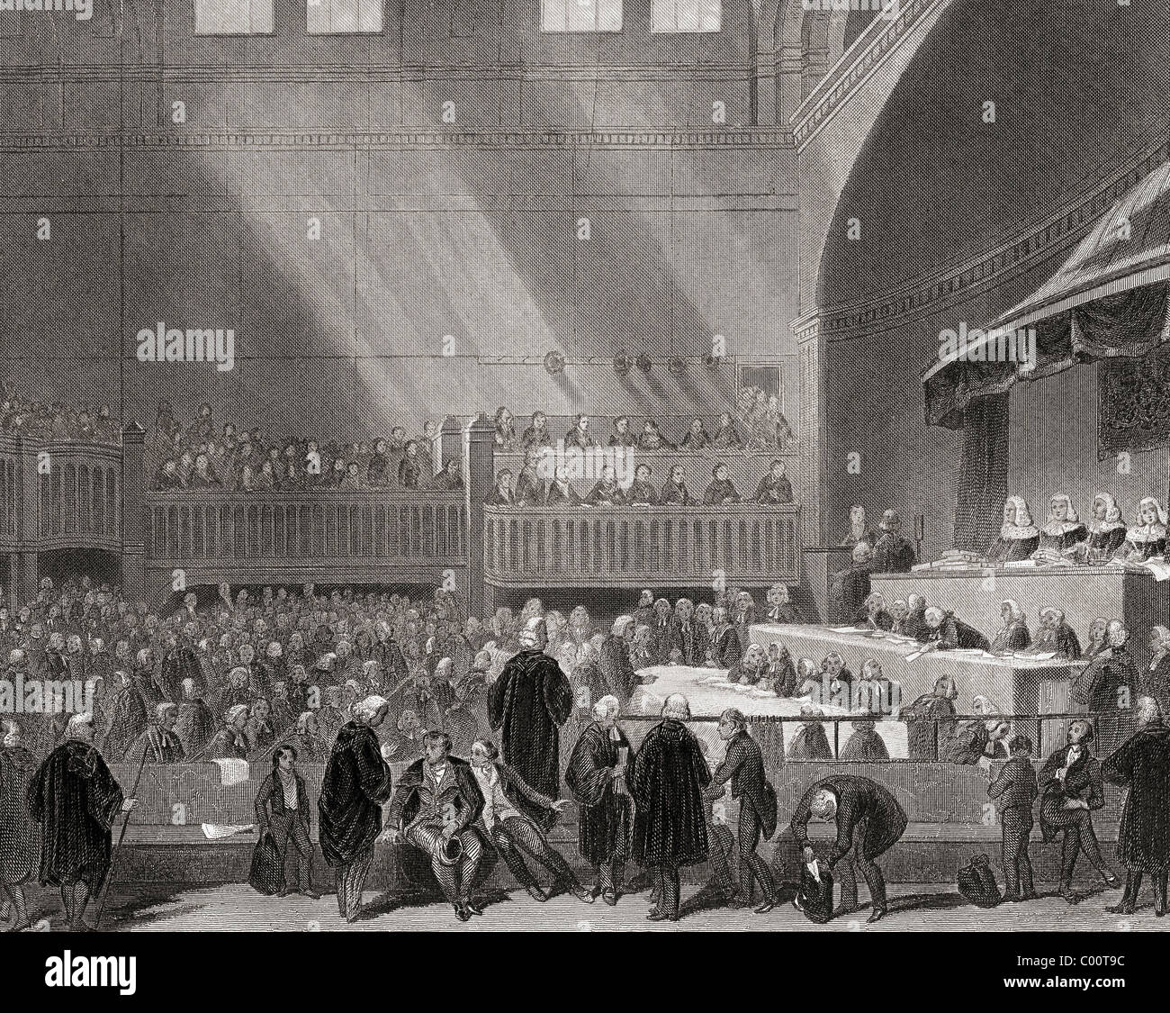 Die Studie von Daniel O' Connell Februar 1844. O' Connell, verlassen der Halls nach der Gerichtsverhandlung. Stockfoto
