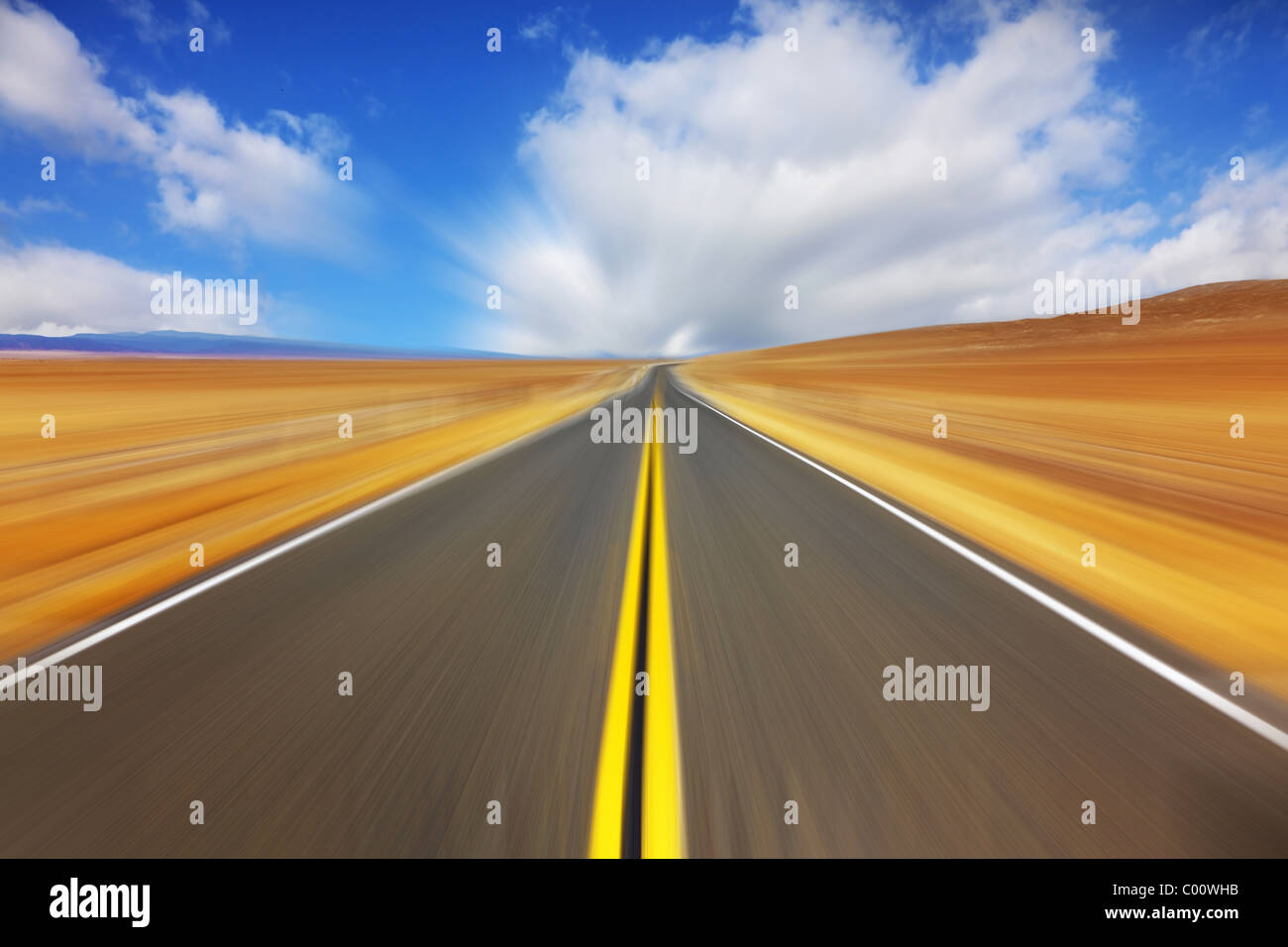 Reise auf den amerikanischen Highway auf high-speed Stockfoto