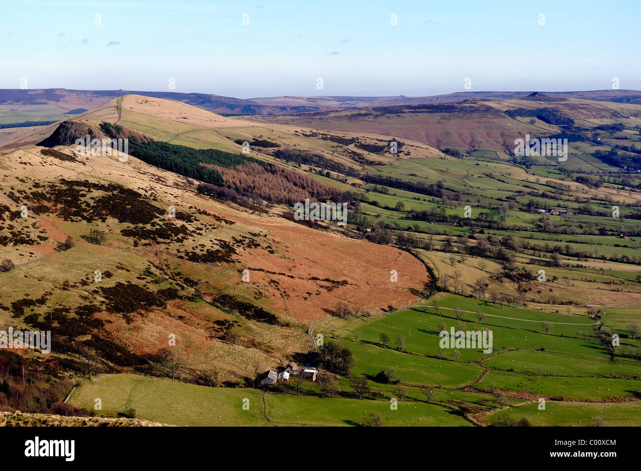 Blick vom Mam Tor Losehill und Hoffnung Tal Derbyshire Peak District England Großbritannien Stockfoto