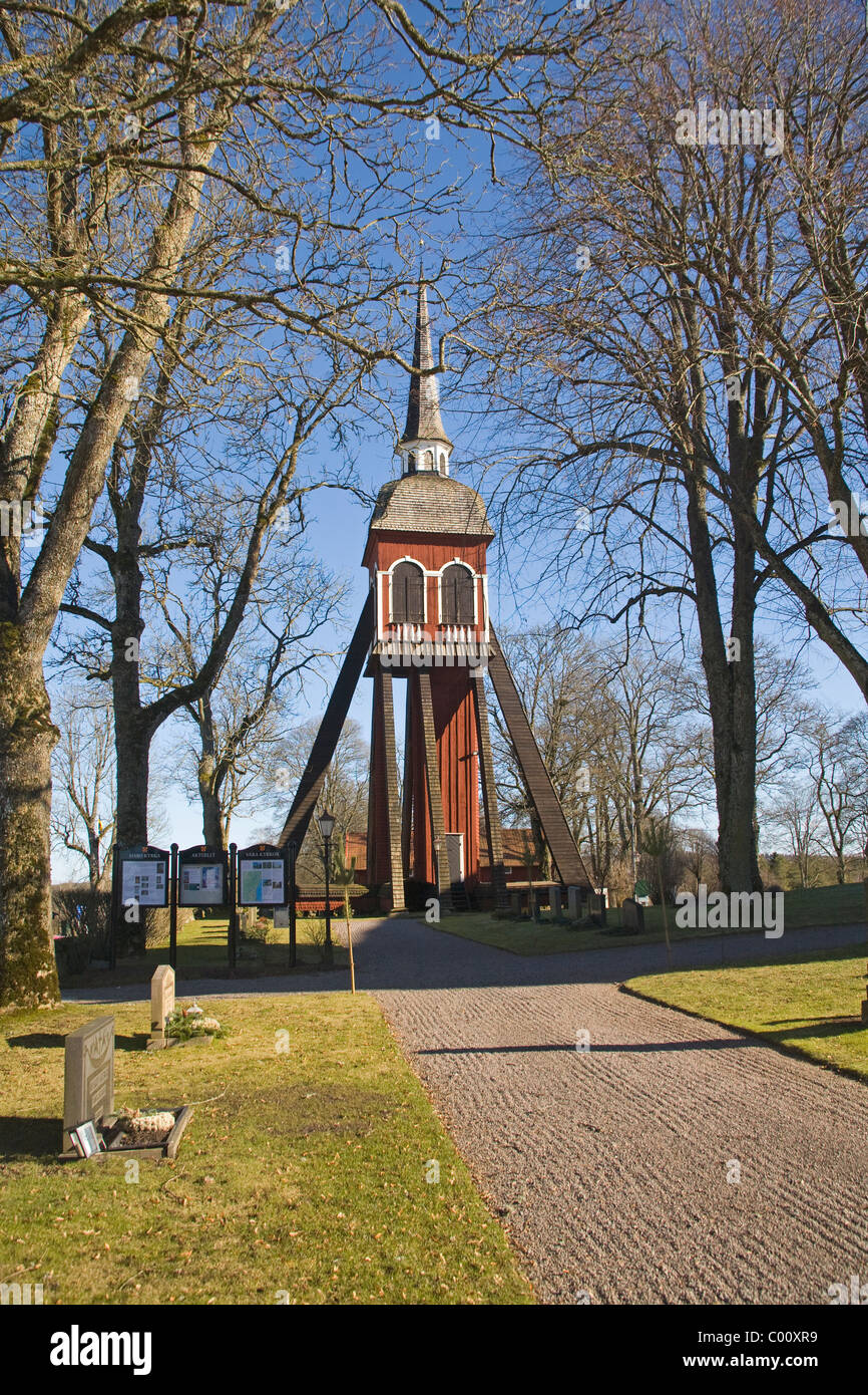 Habo klassische Kirche Småland Schweden Glockenturm Stockfoto