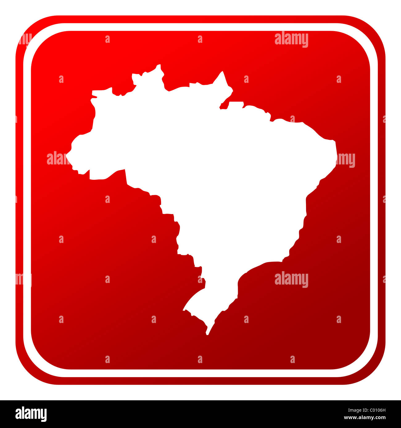 Brasilien, die rote Karte Taste isoliert auf weißem Hintergrund. Stockfoto