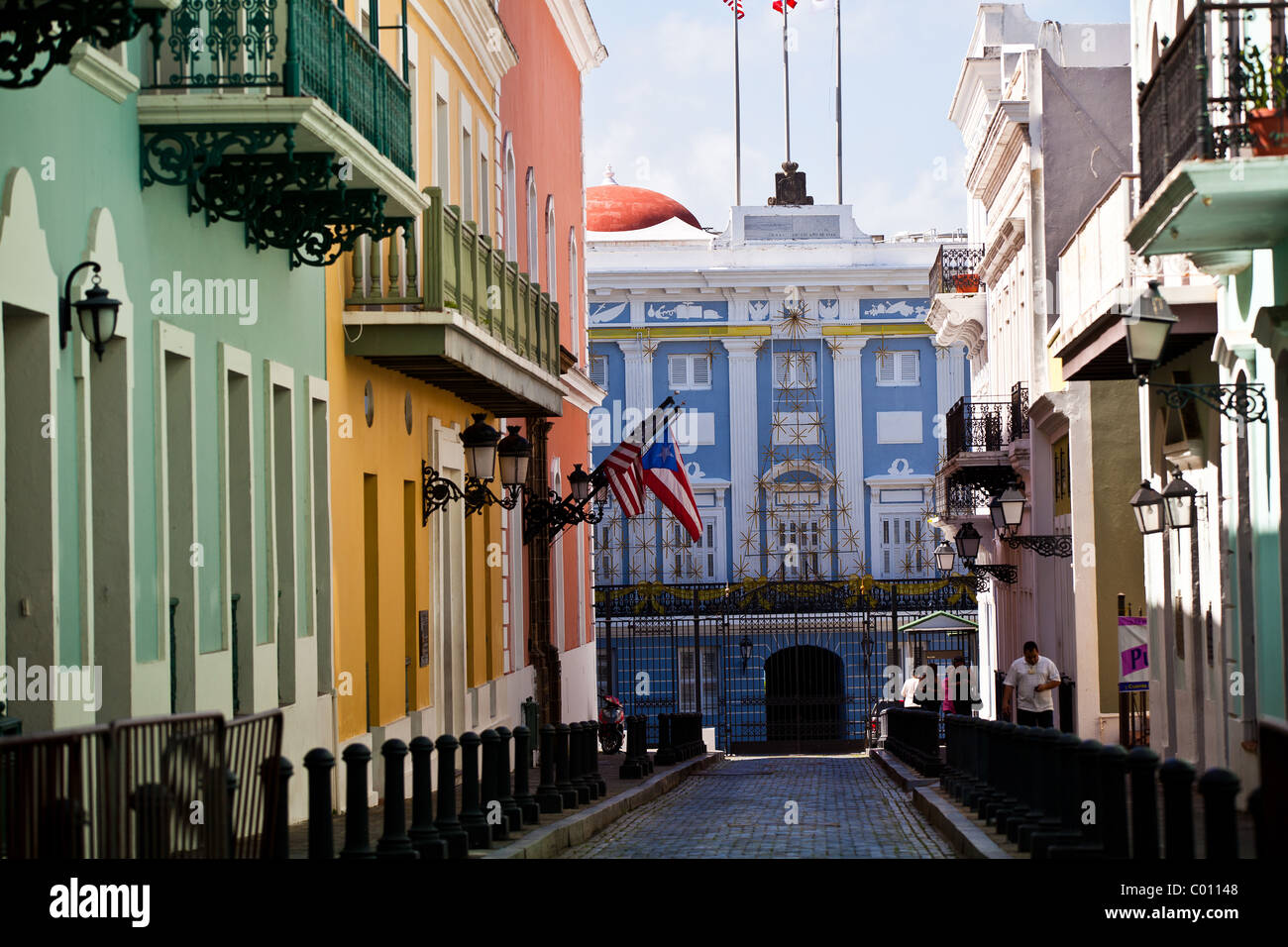 Eingang zum La Fortaleza, Governors Mansion in Old San Juan, Puerto Rico. Stockfoto