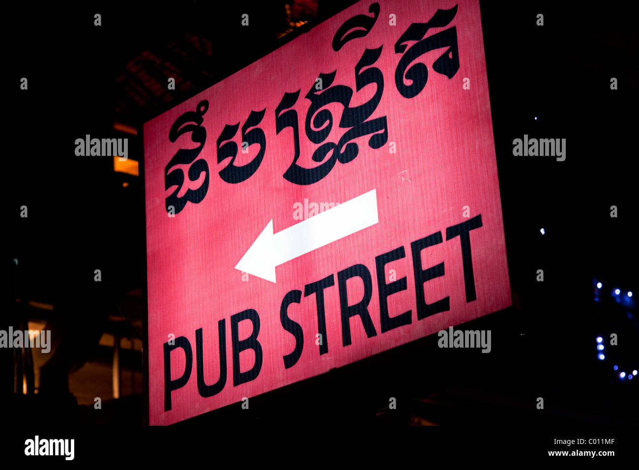 Pub Straßenschild, Siem Reap, Kambodscha Stockfoto