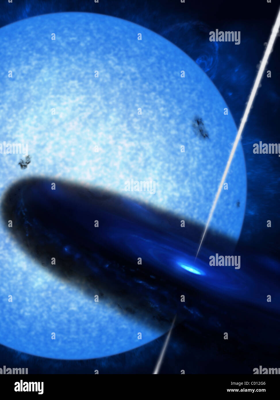 Künstlers Konzept von Cygnus x-1, eine leuchtende Röntgenquelle im Sternbild Cygnus. Stockfoto