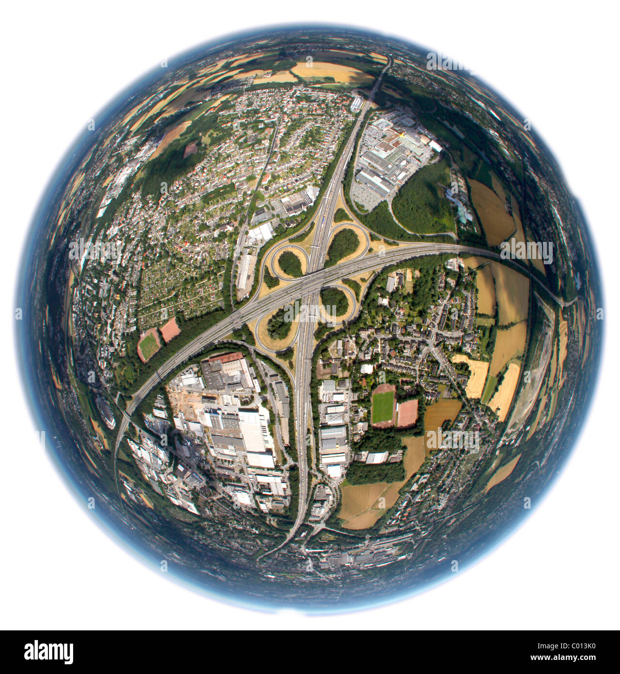 Luftaufnahme, Ruhr. 2010-Aktion Still-Leben auf der A 40, Bochum, Ruhrgebiet, Nordrhein-Westfalen, Deutschland, Europa Stockfoto