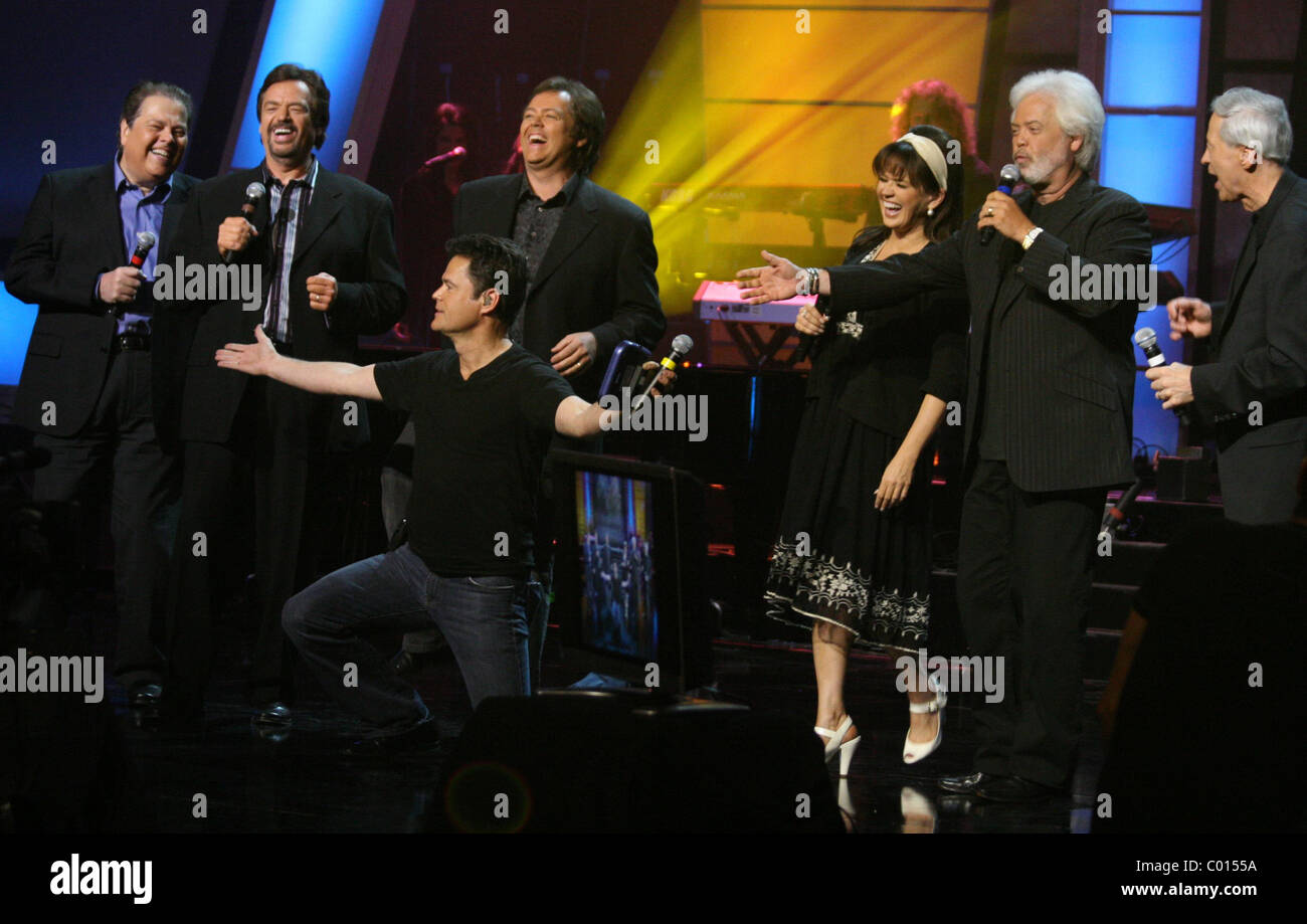 Alan Osmond, Jay Osmond, Jimmy Osmond, Donny Osmond, Marie Osmond, Merrill Osmond, Wayne Osmond The Osmonds Durchführung auf die Stockfoto