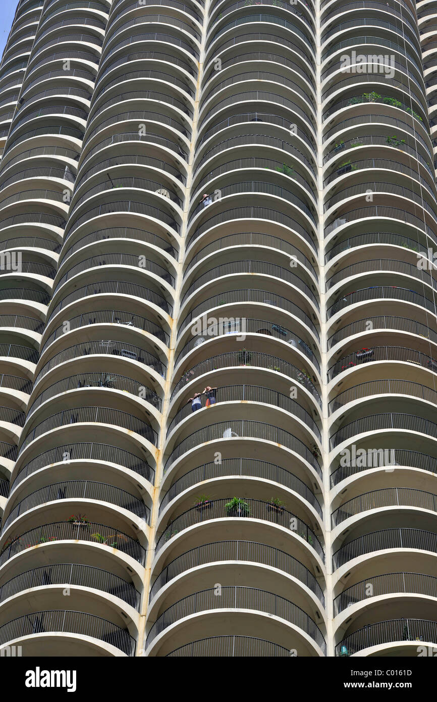 Wohneinheiten in die Zwillingstürme der Marina City, Chicago, Illinois, Vereinigte Staaten von Amerika, USA Stockfoto