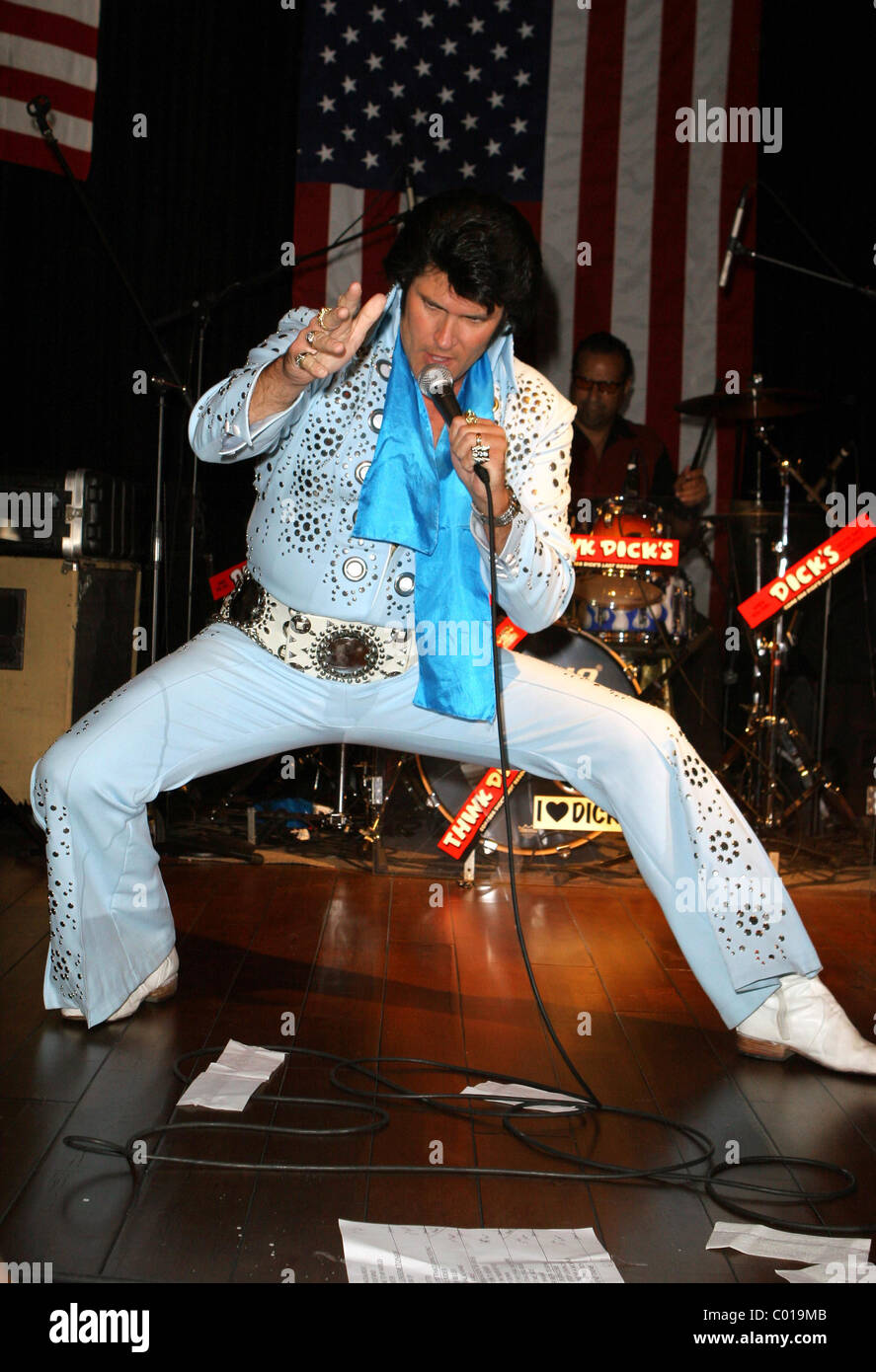 Dick es Last Resort bekommt "All Shook Up" für Rock N Roll Dick letzten Königs Resort beherbergt Elvis Tribute und Imitator Stockfoto