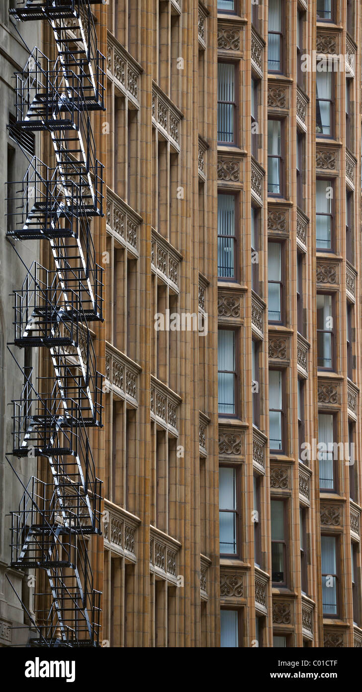 Feuer Treppe auf eine Gebäude-Fassade, Chicago, Illinois, Vereinigte Staaten von Amerika, USA Stockfoto