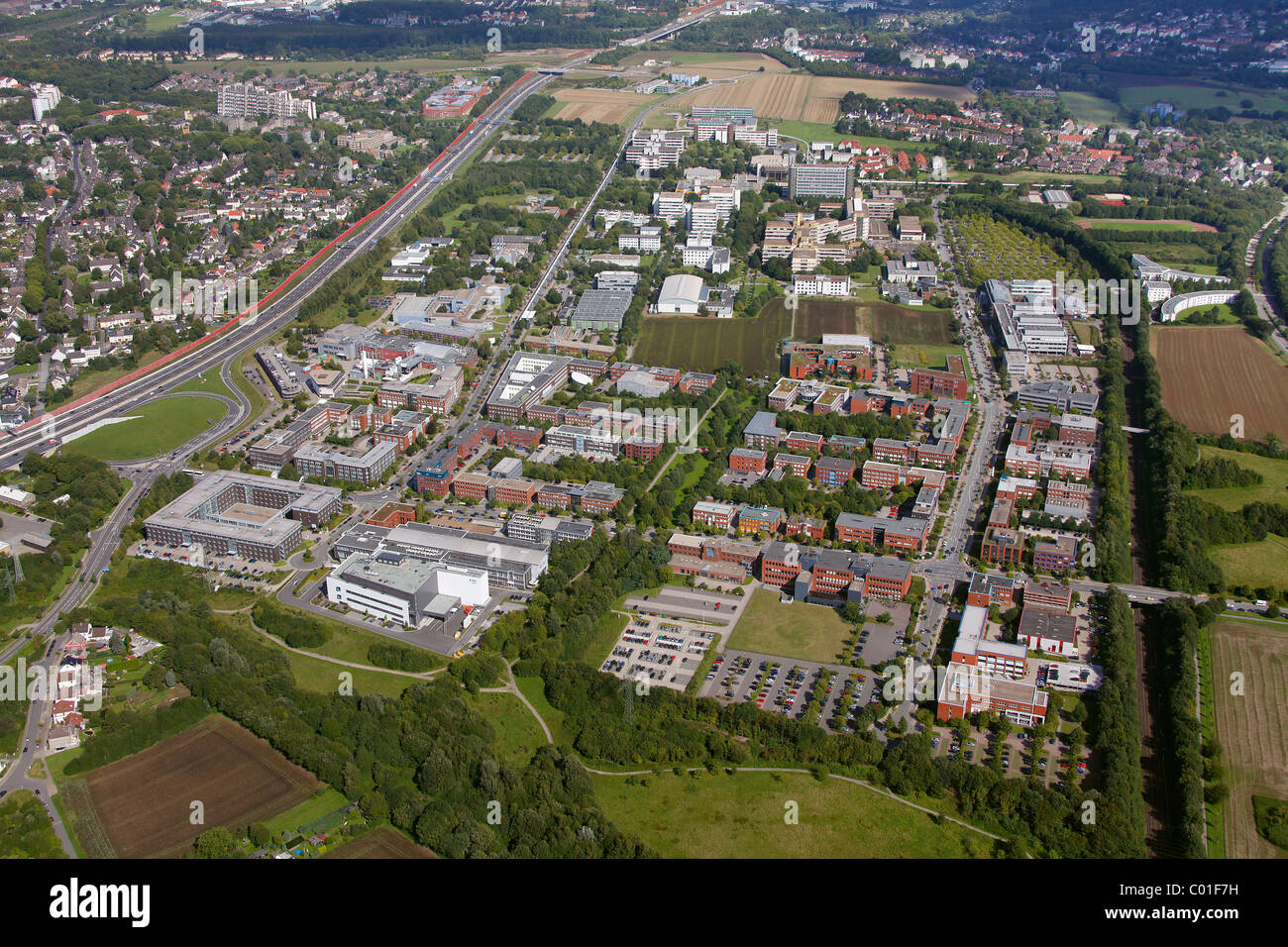 Luftaufnahme, Technologie Park Dortmund, Universität Dortmund, das Fraunhofer-Institut, Dortmund, Ruhrgebiet Stockfoto