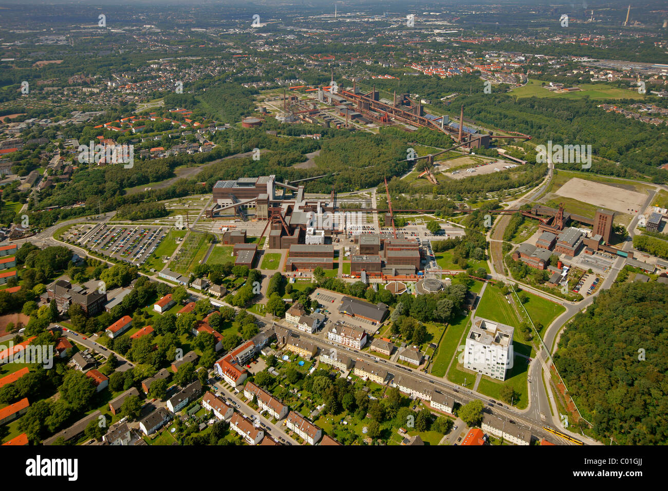 Luftaufnahme, Zollverein Coal Mine Industriekomplex, Designschule, Saana Gebäude, Weltkulturerbe, Essen Stockfoto
