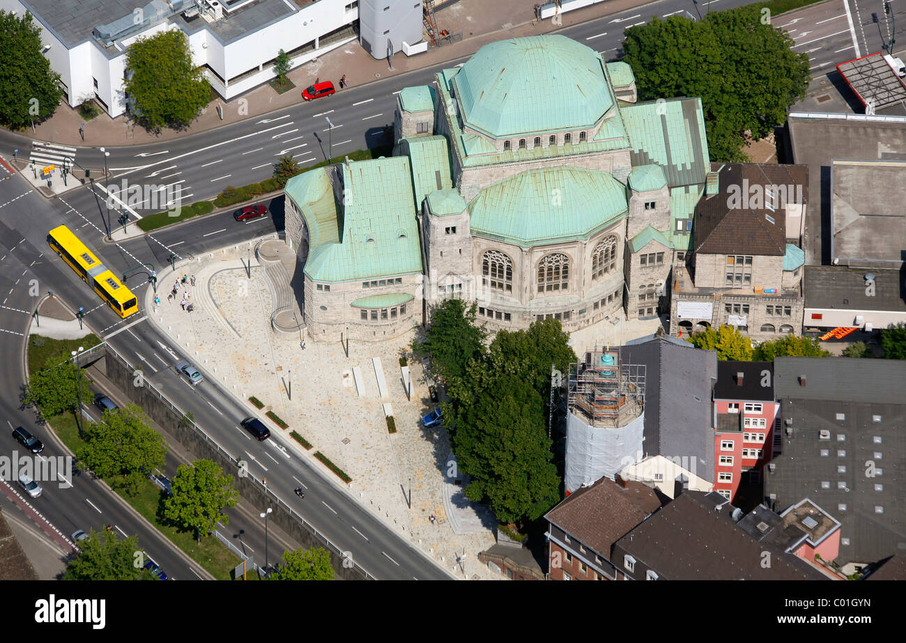 Luftbild, Synagoge, Essen, Ruhrgebiet, Nordrhein-Westfalen, Deutschland, Europa Stockfoto