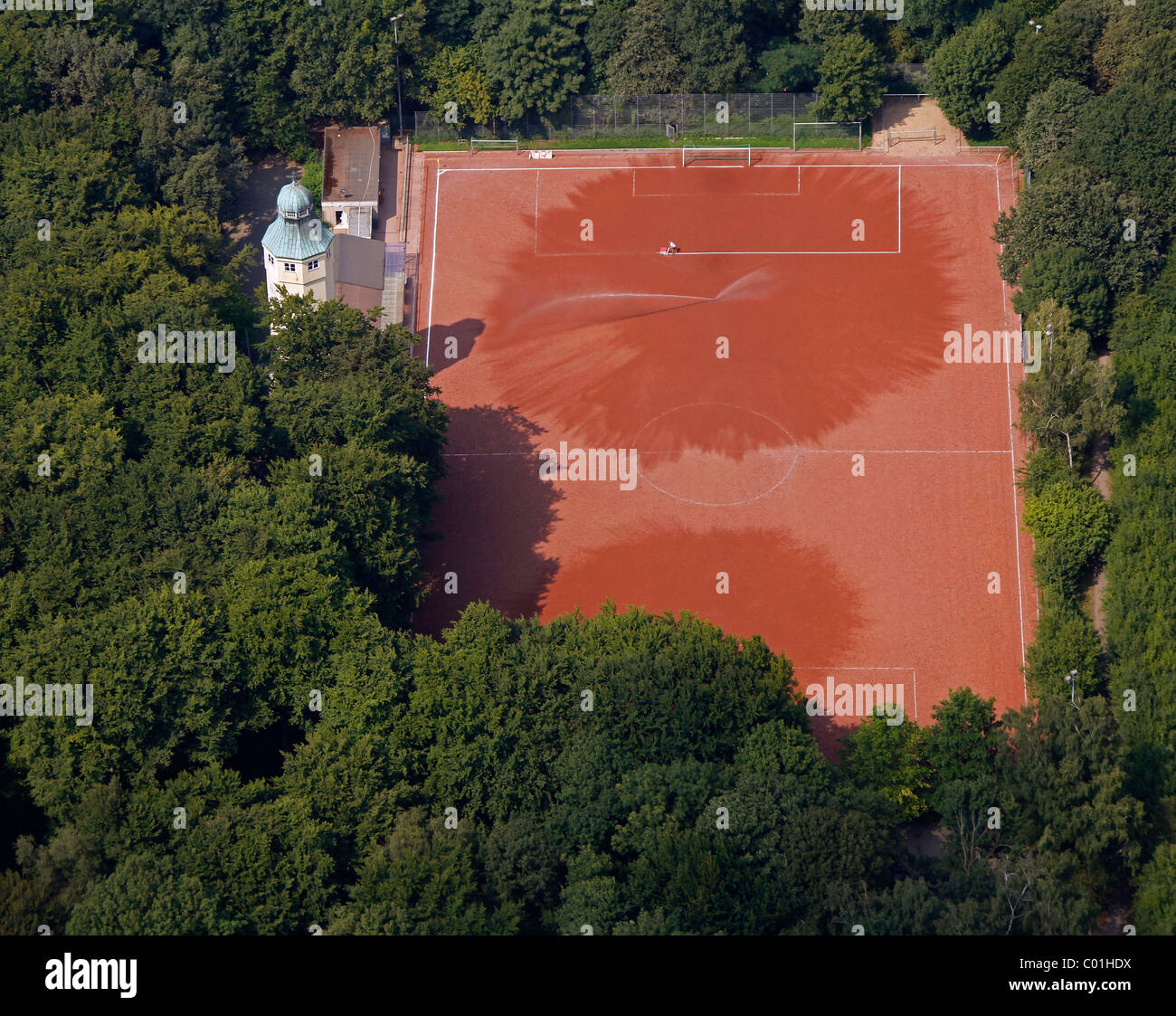 Luftbild, Volkspark und eine Sportanlage Feld, Herne, Ruhr und Umgebung, Nordrhein-Westfalen, Deutschland, Europa Stockfoto