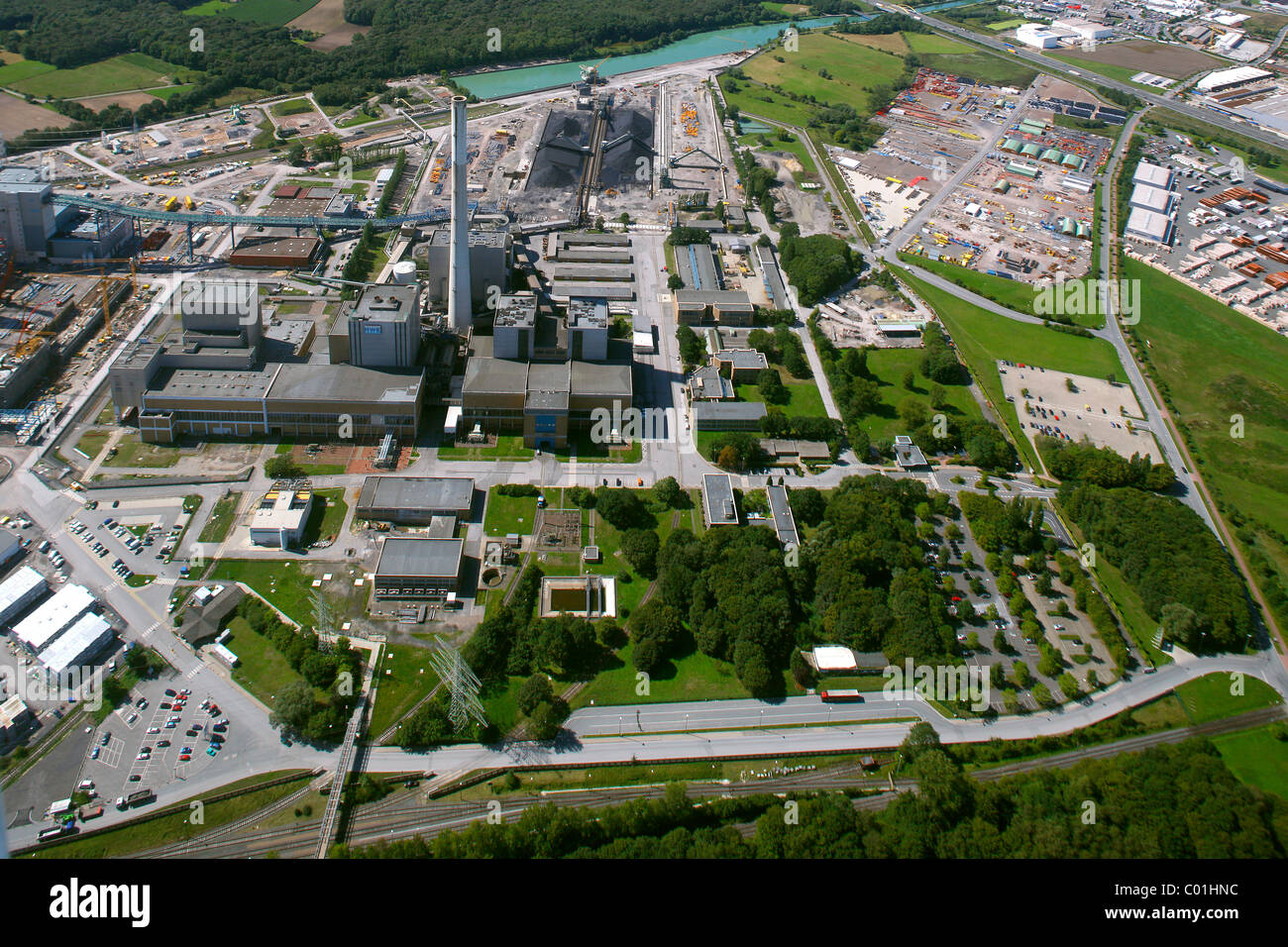Luftaufnahme, Kraftwerk Kraftwerk Westfalen, im Besitz von RWE Power, Elektrizitätswerke, Baustelle der Kohle macht Stockfoto
