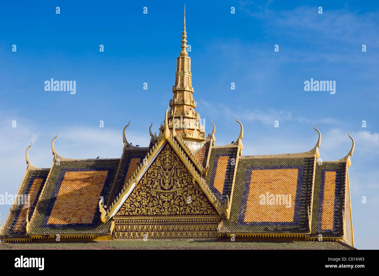Dach des Bankett-Saal, Königspalast, Phnom Penh, Kambodscha, Indochina, Südostasien, Asien Stockfoto