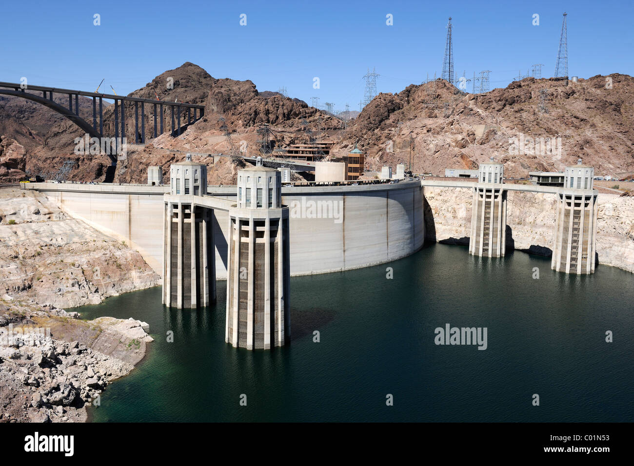 Hoover Dam, Lake Mead Reservoir, Nevada, USA, Nordamerika Stockfoto