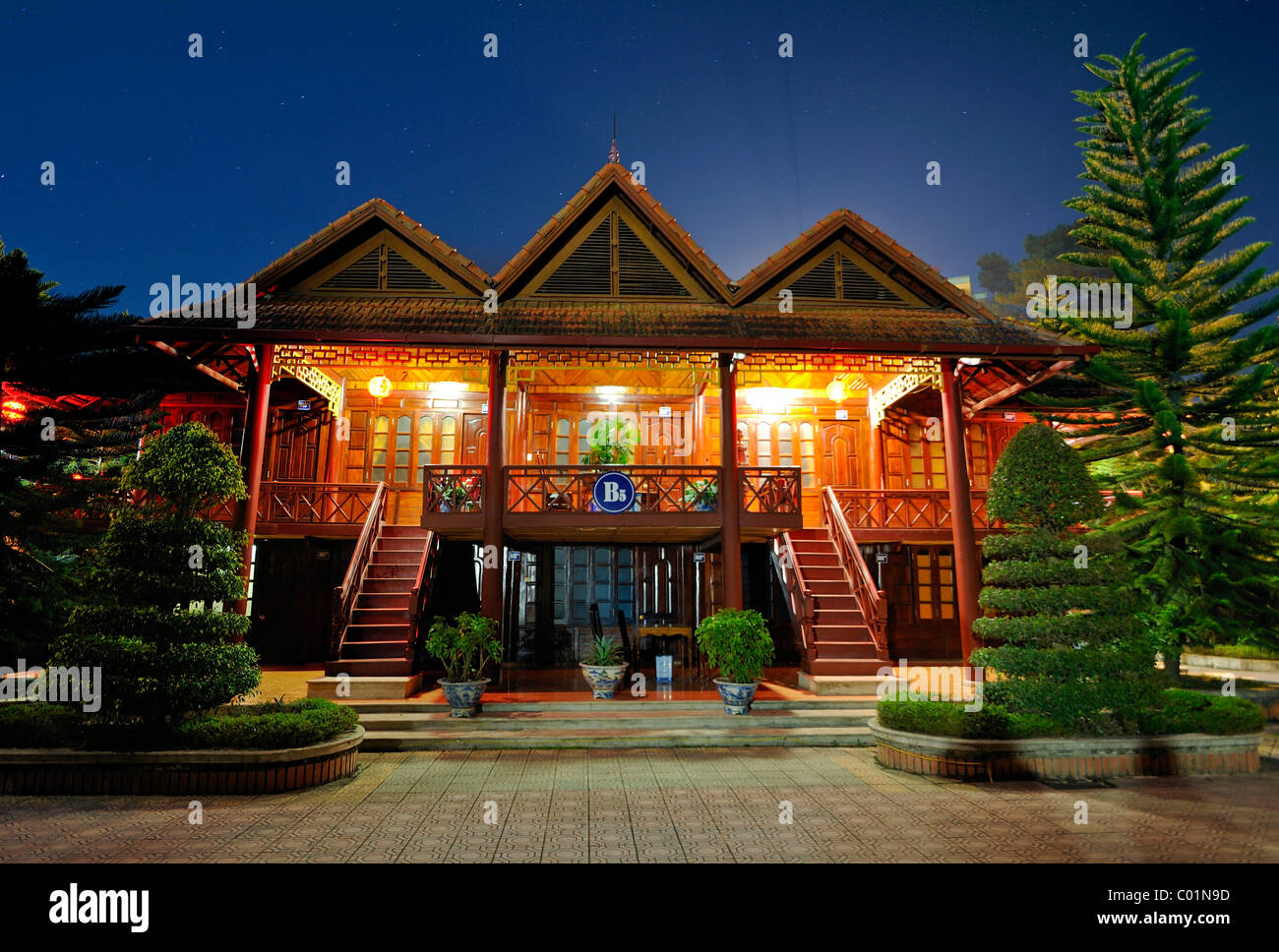 Ferienanlage in Mai Chau Tal, Vietnam, Asien Stockfoto
