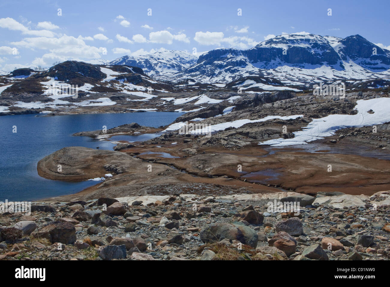 Schneebedeckte Berge im Nationalpark Jotunheimen, Norwegen, Skandinavien, Europa Stockfoto