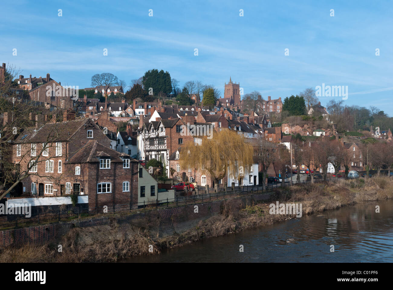 Den Fluss Severn bei Markt Stadt von Bridgnorth in Shropshire Stockfoto