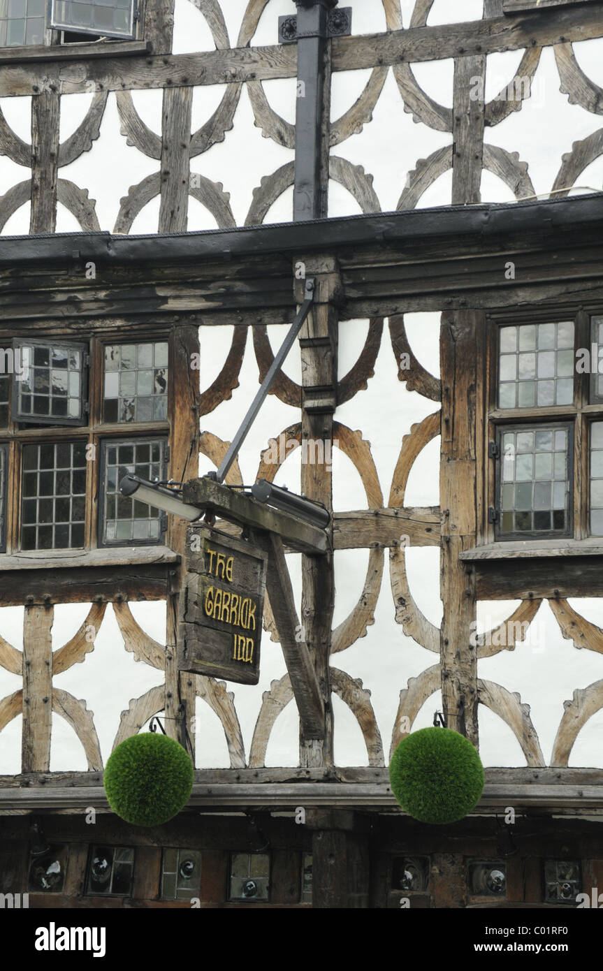 Das Fachwerkhaus Gebäude von Garrick Inn in Stratford-Upon-Avon stammt aus dem 16 C. VEREINIGTES KÖNIGREICH. Stockfoto