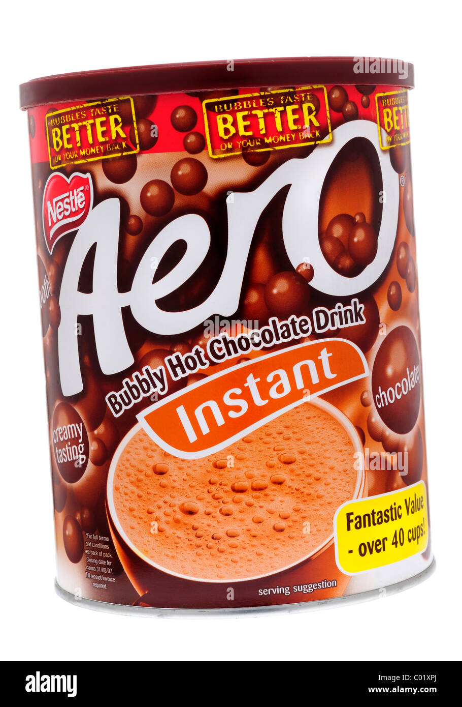 Wanne mit Aero sofort heiße Schokolade trinken Stockfoto