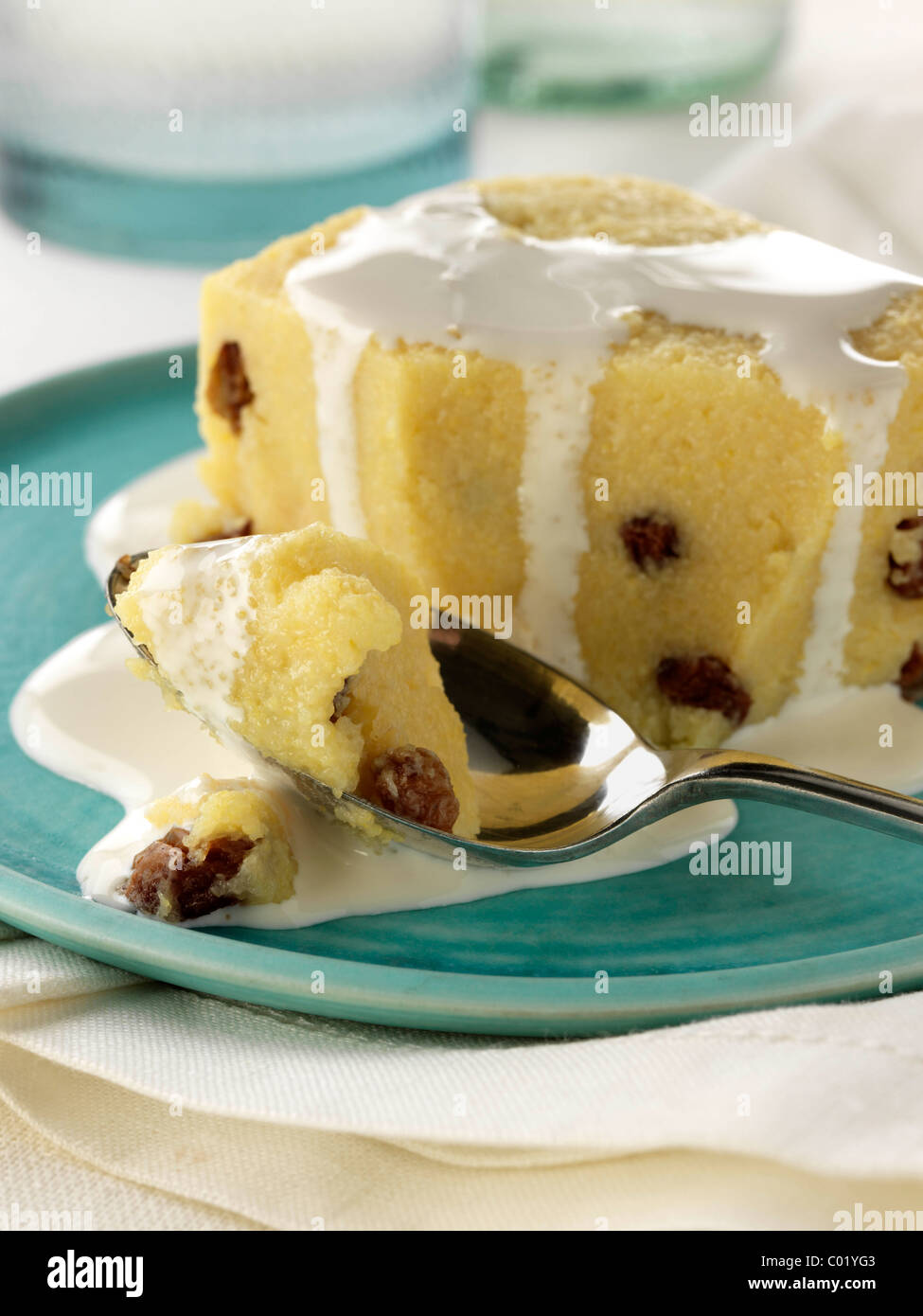 Süße Polenta Vegan Rezept Soja Sahne dessert Stockfoto