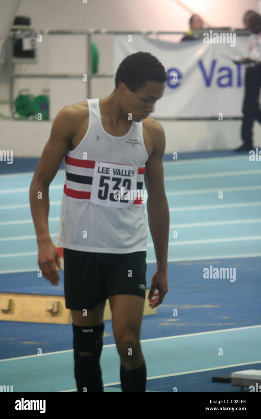 Matthew Hailden bei London Indoor Games, Lee Valley für Leichtathletik Stockfoto