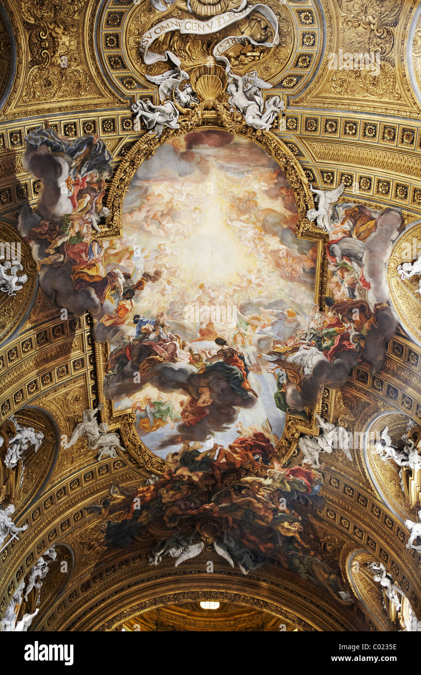 Triumph des Namens Jesu, von Giovanni Battista Gaulli, Kirche des Gesu in Rom, Italien Stockfoto